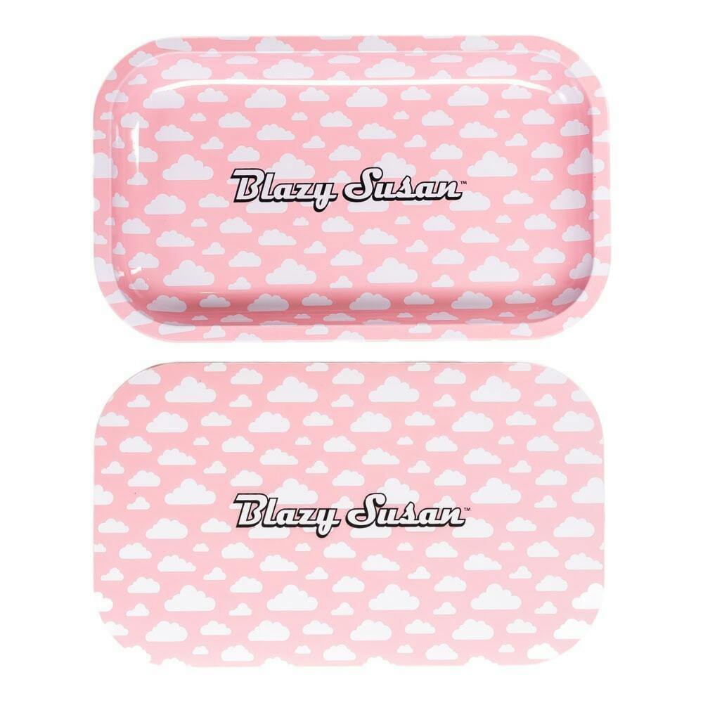 BLAZY SUSAN ROLLING TRAY WITH LID MEDIUM PINK CLOUDS