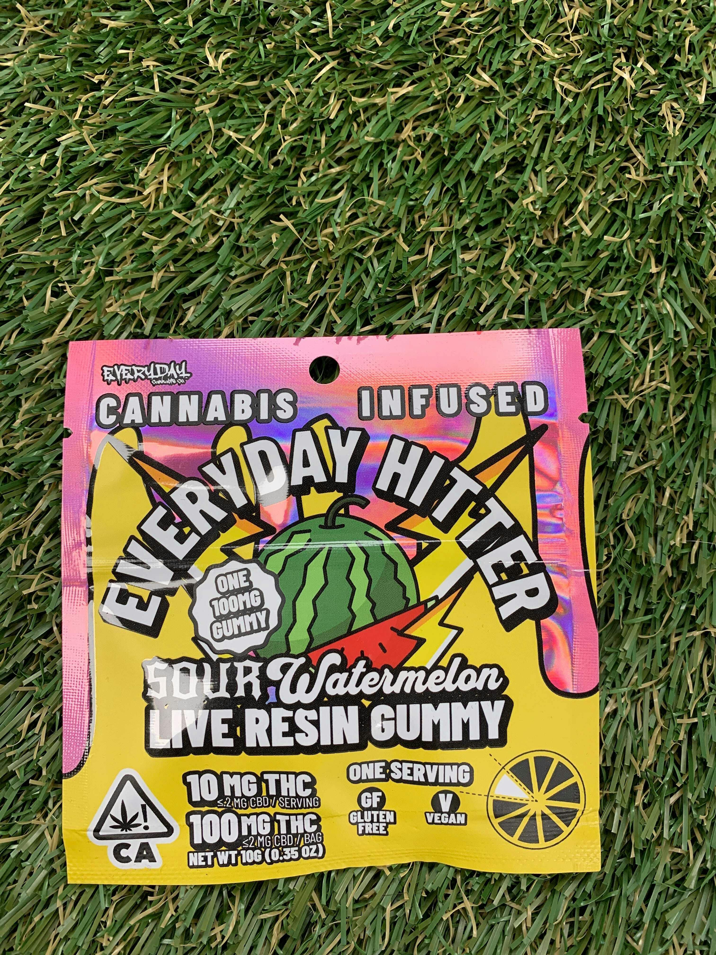 EVERYDAY CANNABIS CO - SOUR WATERMELON 100MG HITTER GUMMY