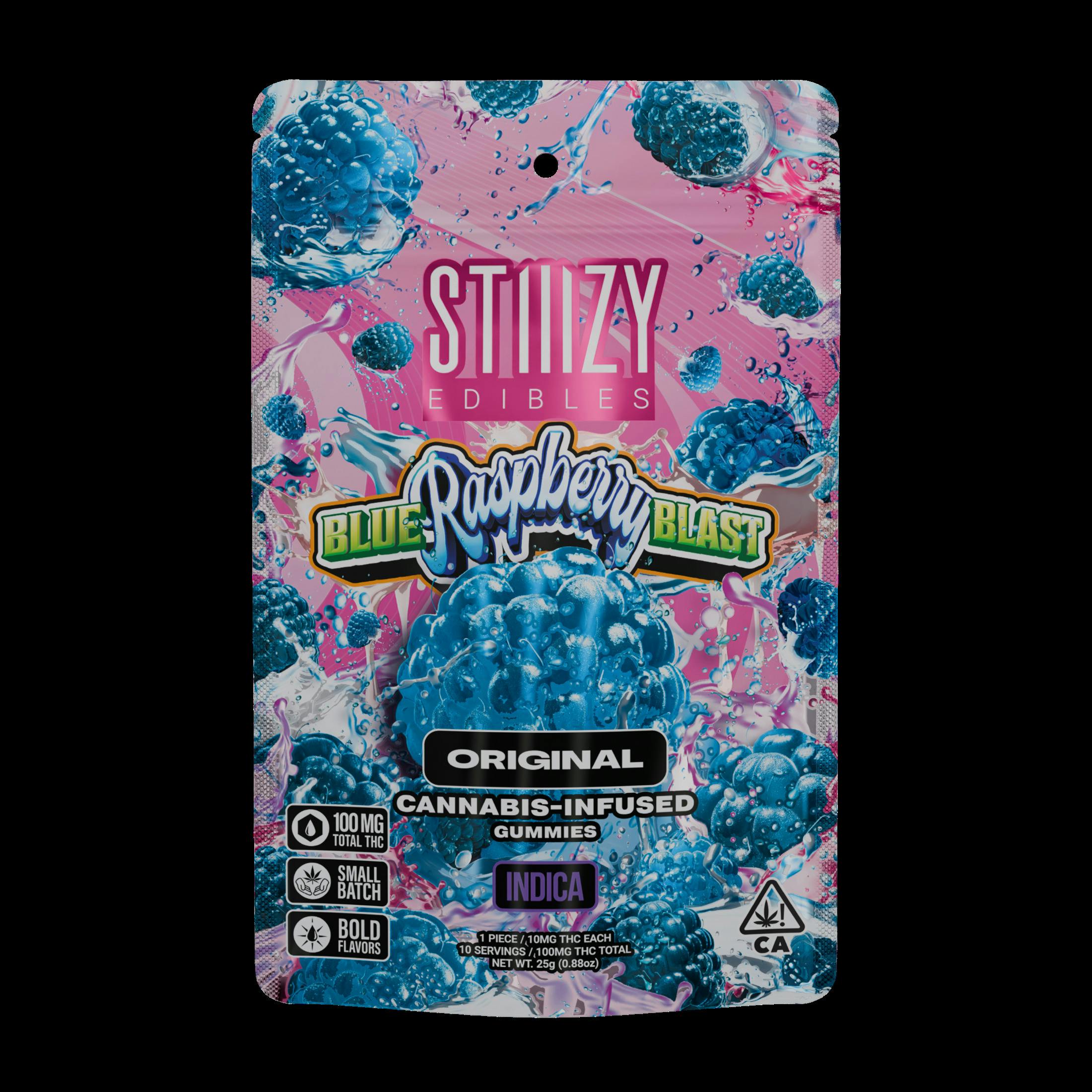 STIIIZY BLUE RASPBERRY: Stiiizy Blue Raspberry Blast Indica Gummies 100mg