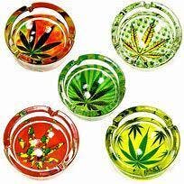 WEED LEAF GLASS ASHTRAY