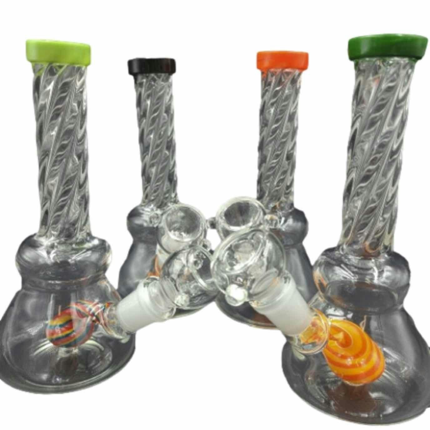 6” Swizzle Neck Swirly Perc Water Bong