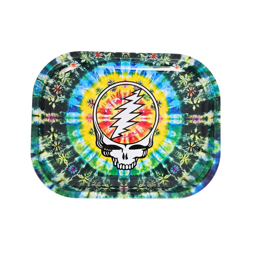 Blazy Susan Grateful Dead Tie-Dye Stealie Metal Rolling Tray - Smal