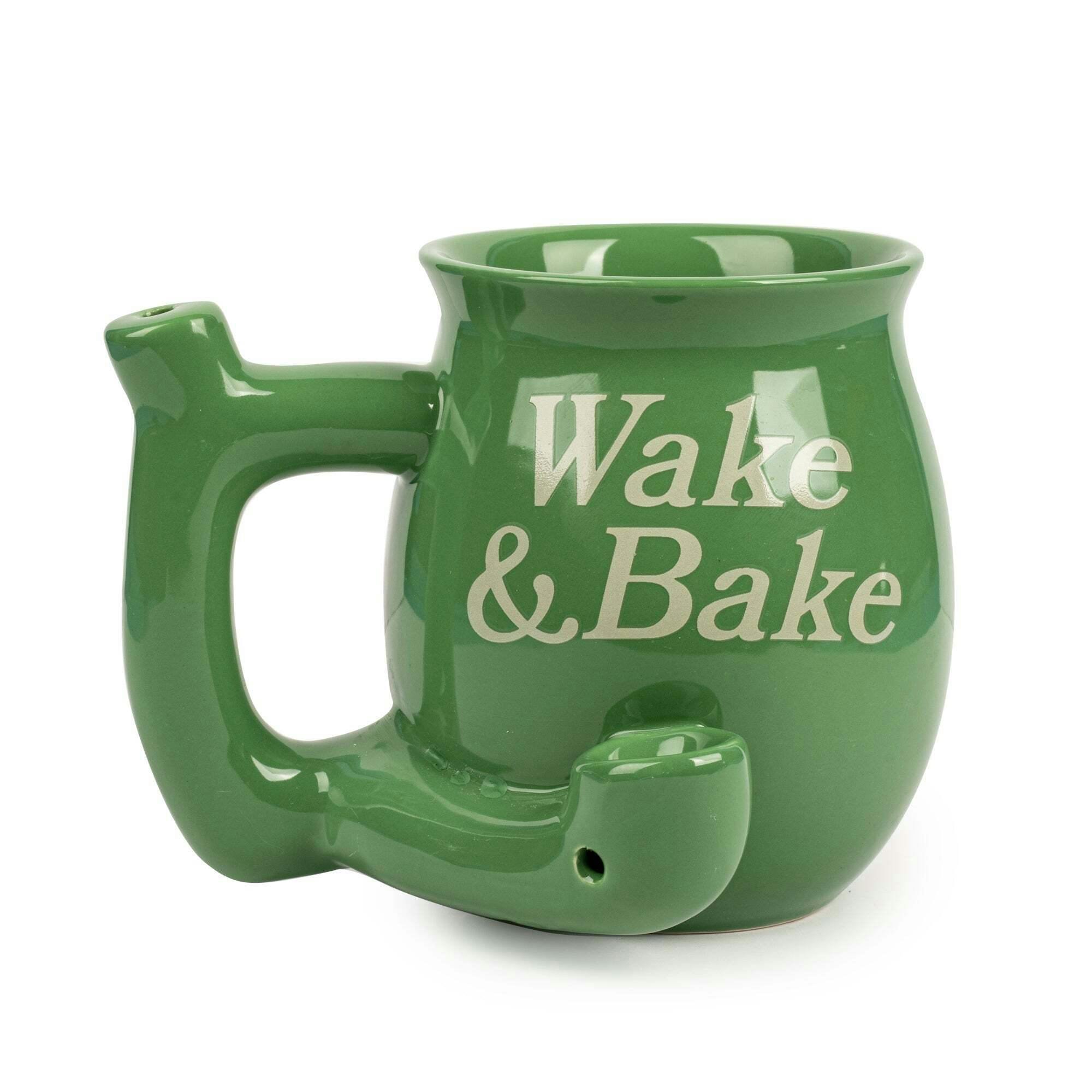 Wake & Bake Green Ceramic Mug Pipe