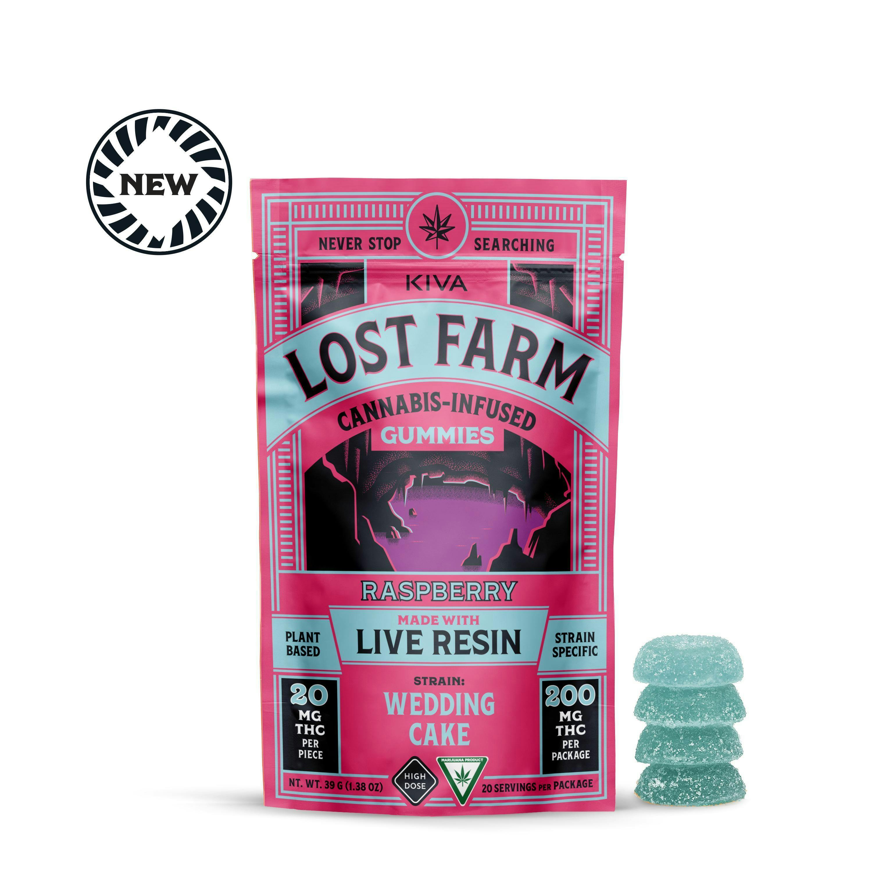 Raspberry 'Wedding Cake' Live Resin Gummies | 200mg | 10ct | 20mg/ea by Lost Farm