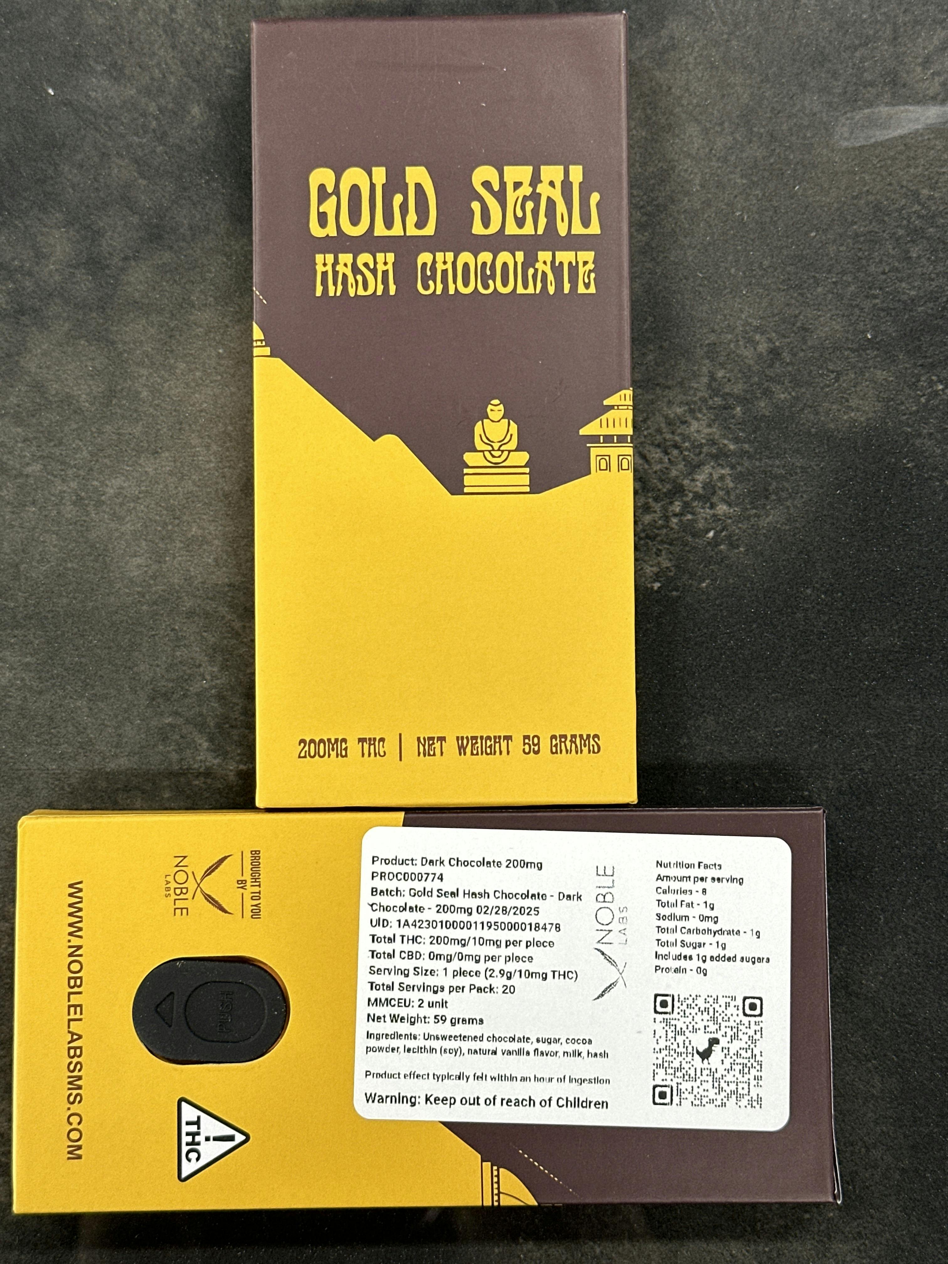 Gold Seal Hash Chocolate - Dark Chocolate - 200mg