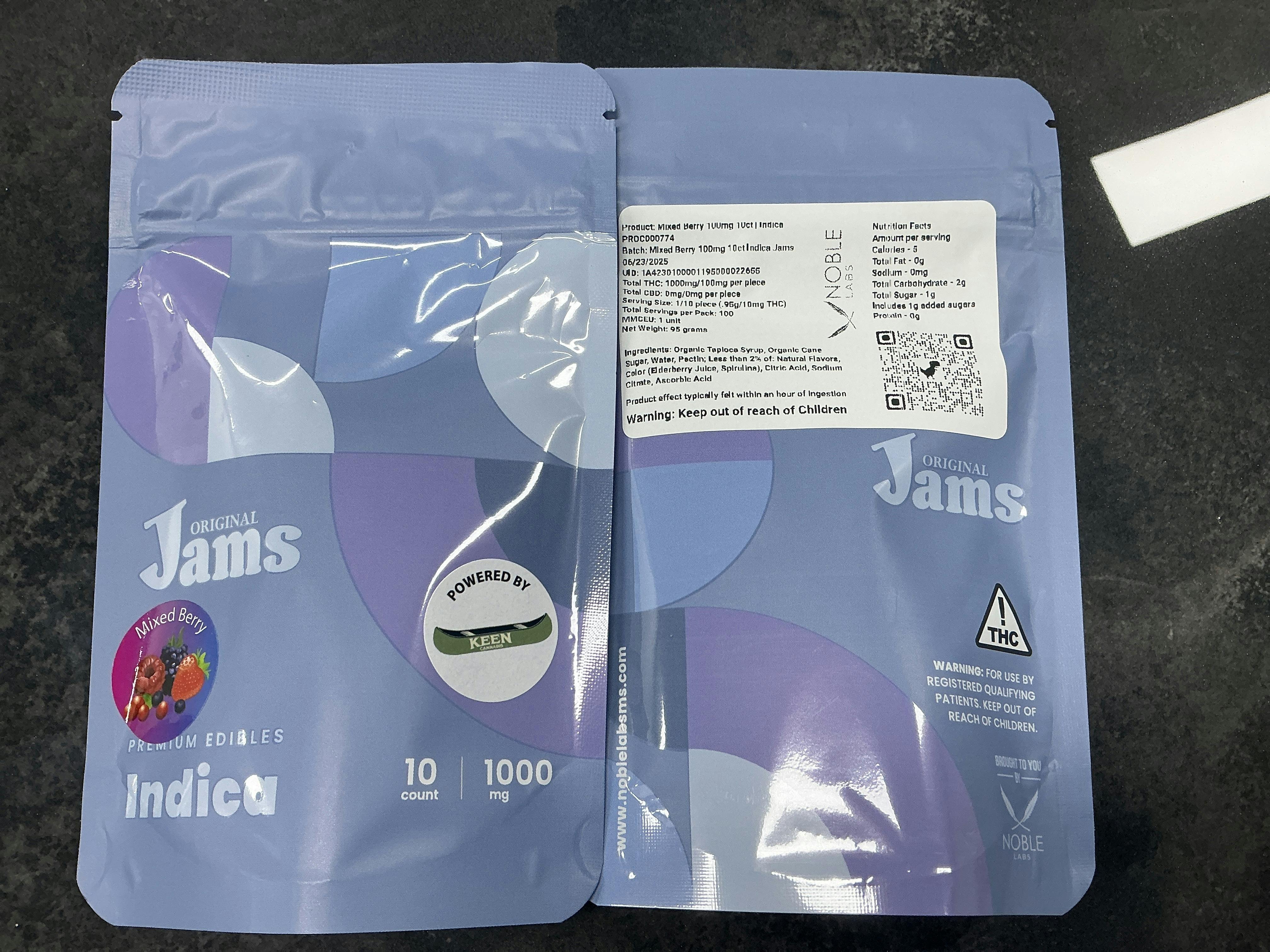 Mixed Berry 1000mg 10ct Indica Jams