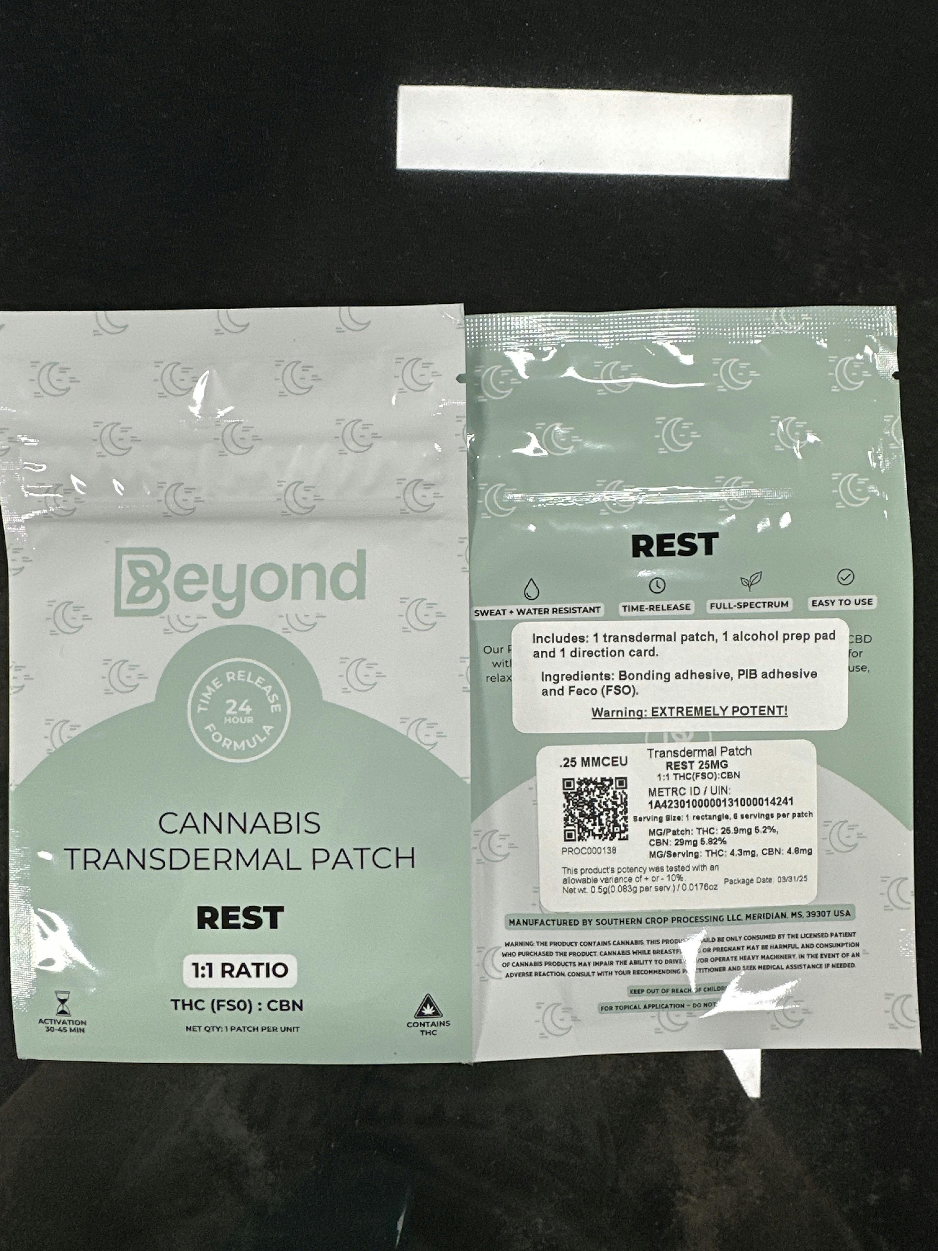 TRANSDERMAL - REST - 25MG - 1:1 THC (FSO) : CBN - 14241 at Blessed Goat