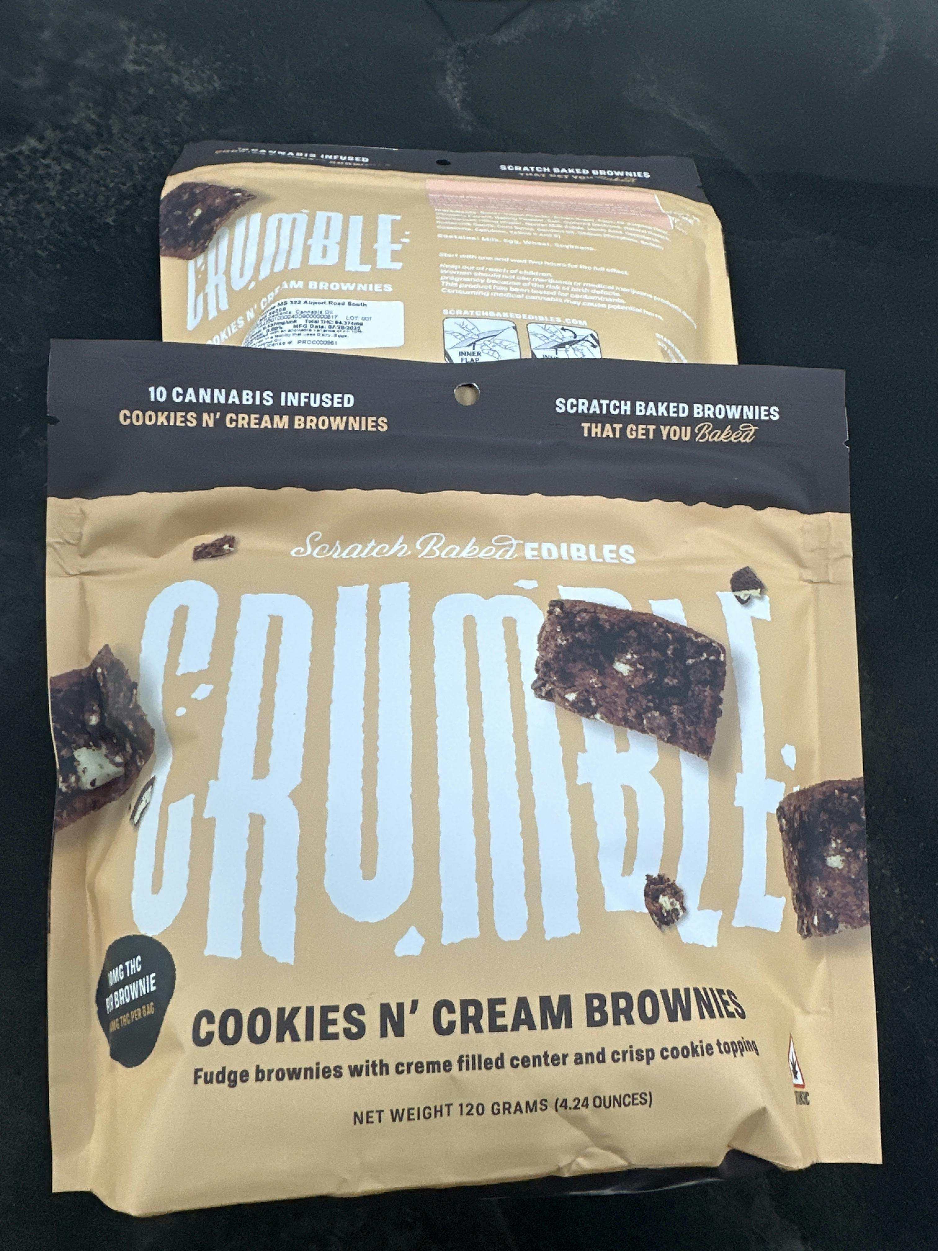 Cookies N Cream Brownies | 100mg 10pk | CRUMBLE