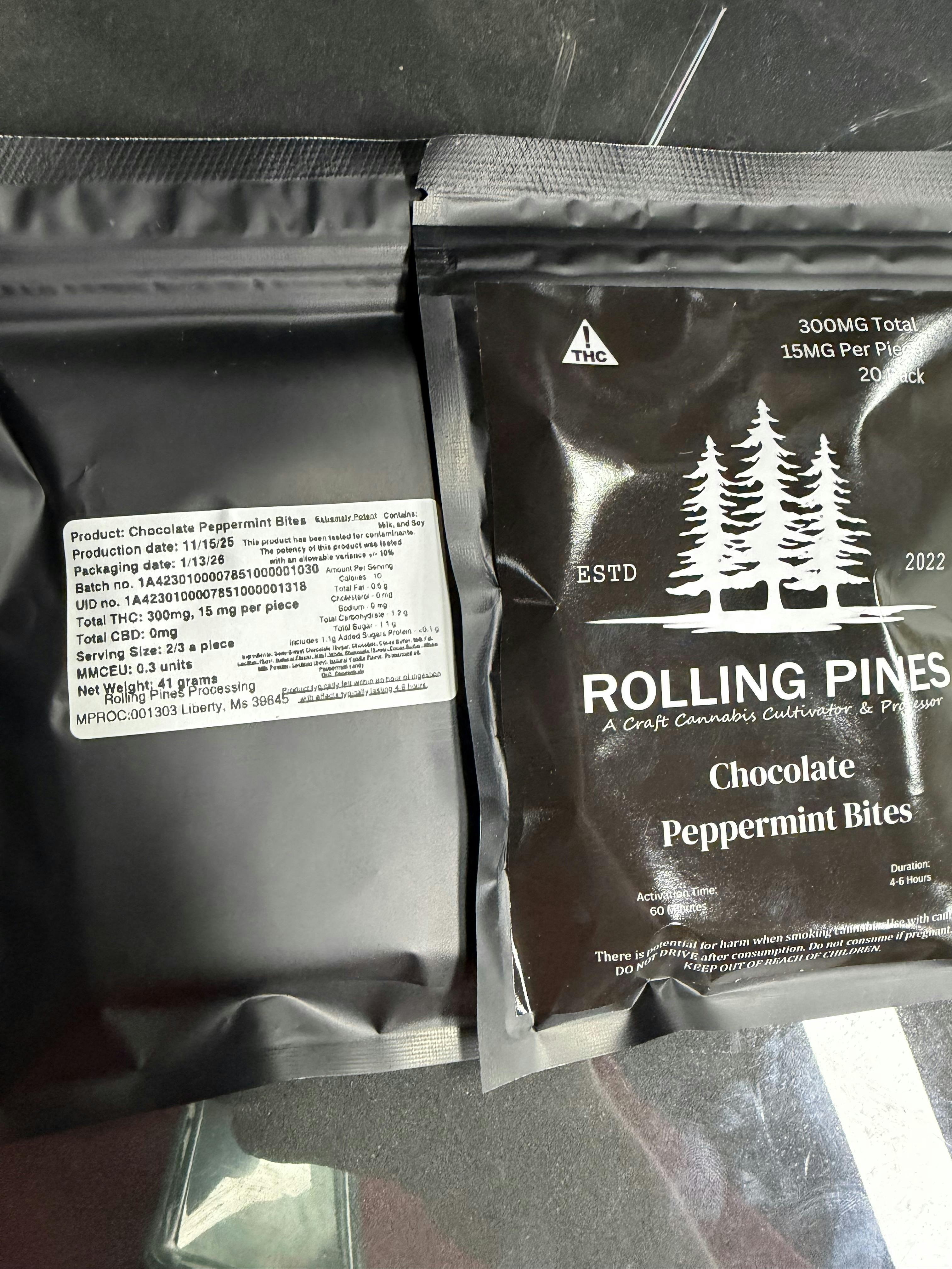 300mg Chocolate Peppermint Bites | Rolling Pine