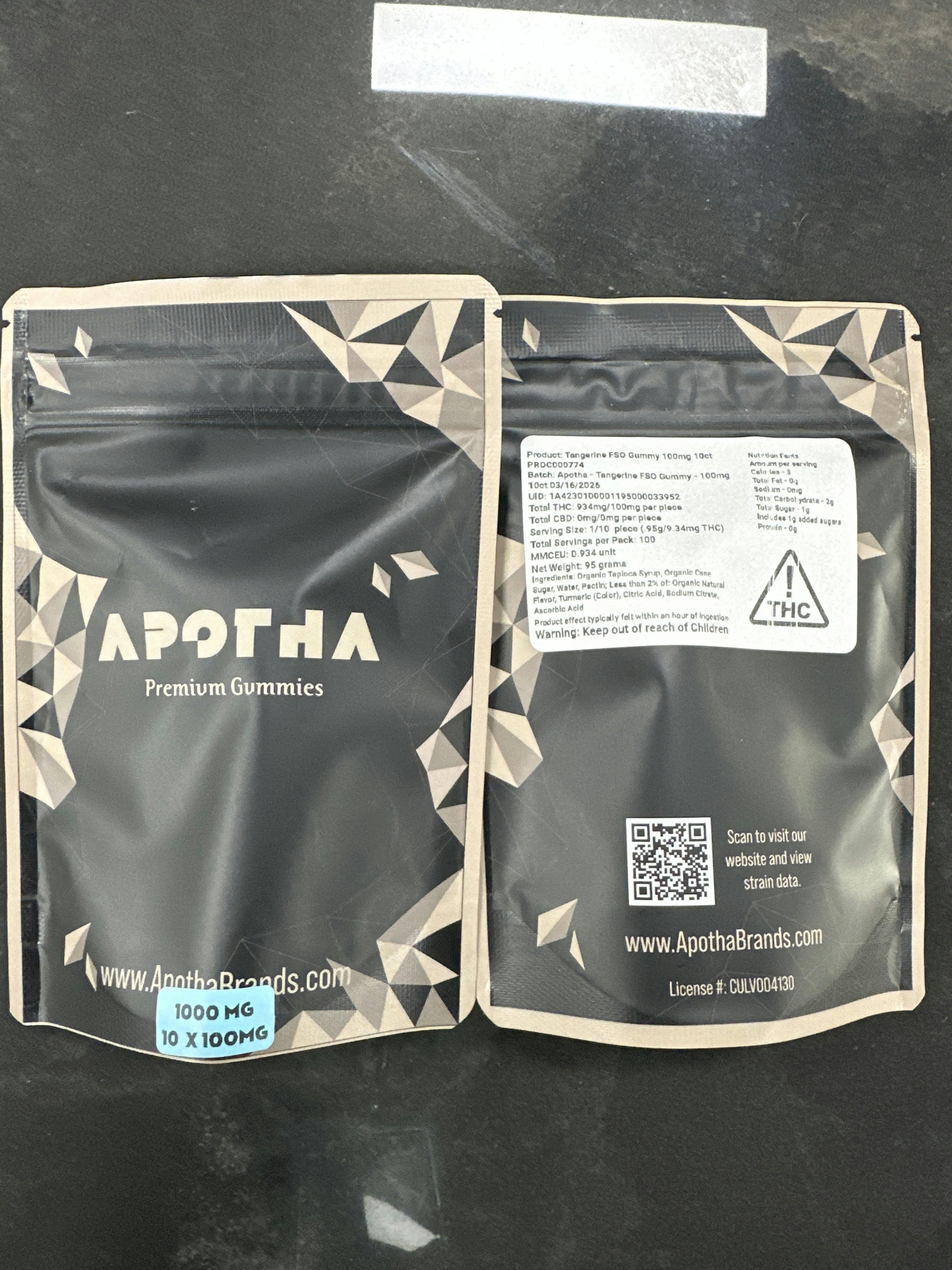 Tangerine FSO Gummy - 100mg 10ct | Apotha