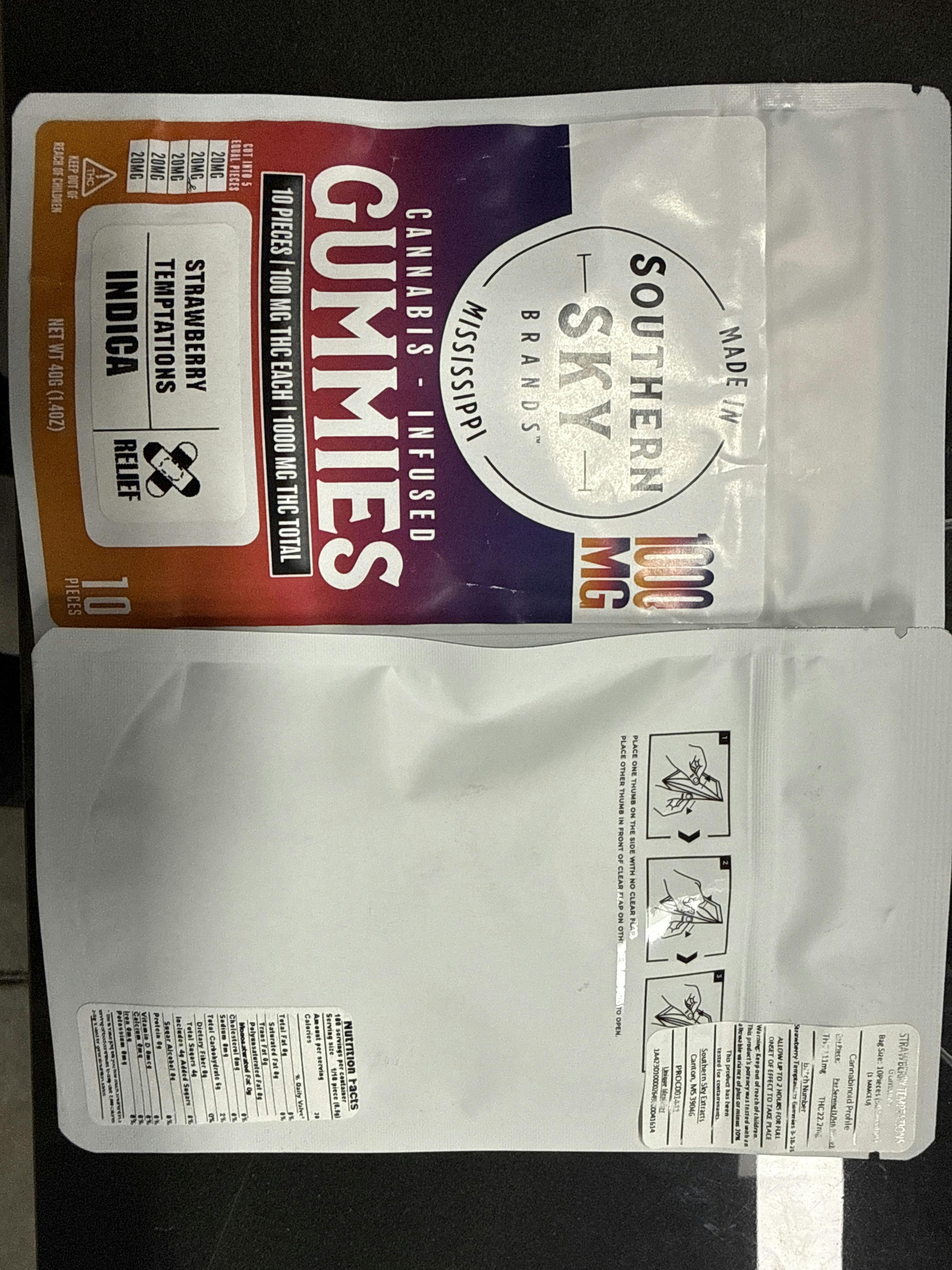1000mg Strawberry Temptation | 100MG 10pk | Southern Sky
