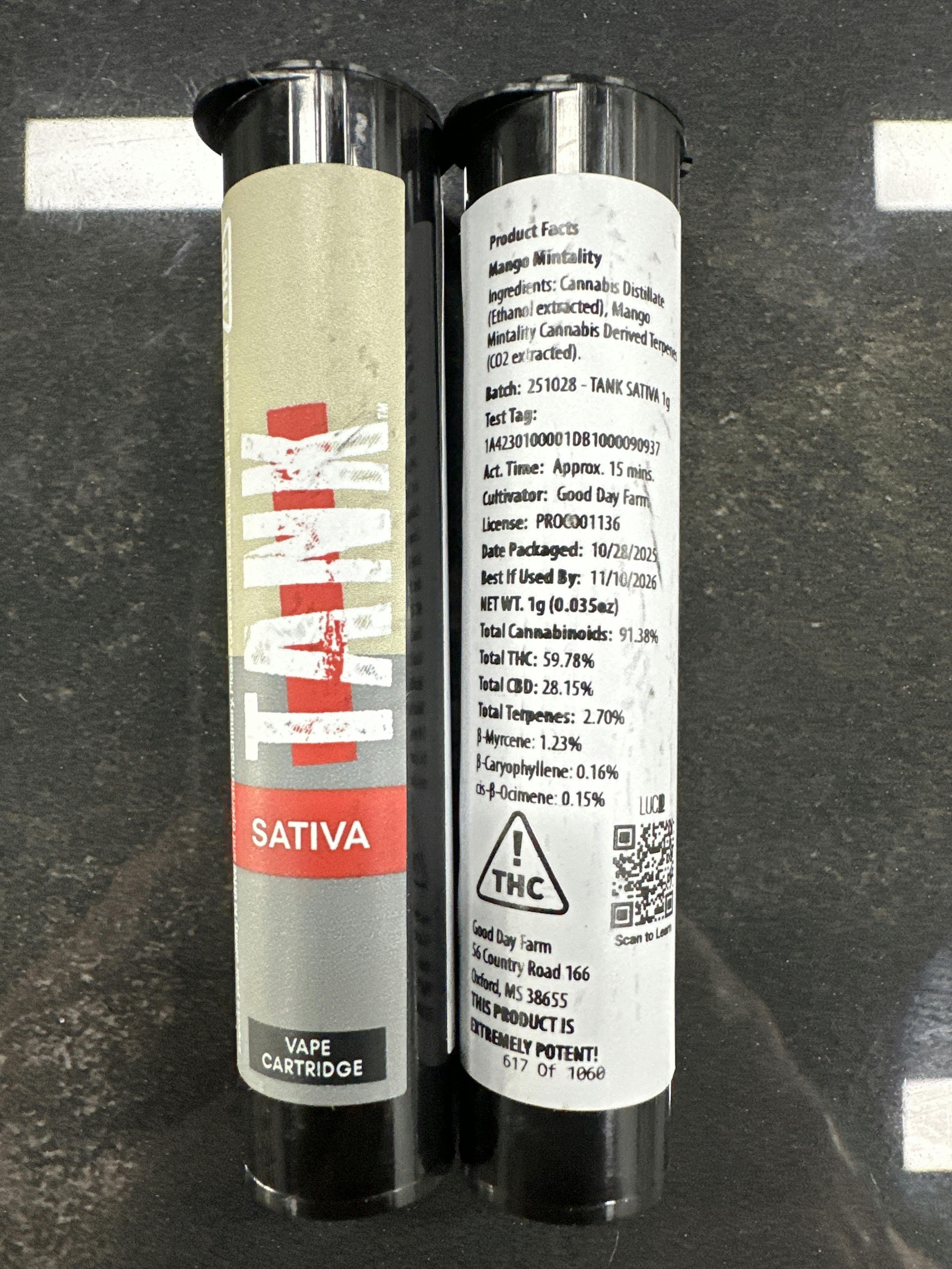TANK | Mango Mintality | 510 Vape Cartridge | 1.0g | GDF at Blessed Goat