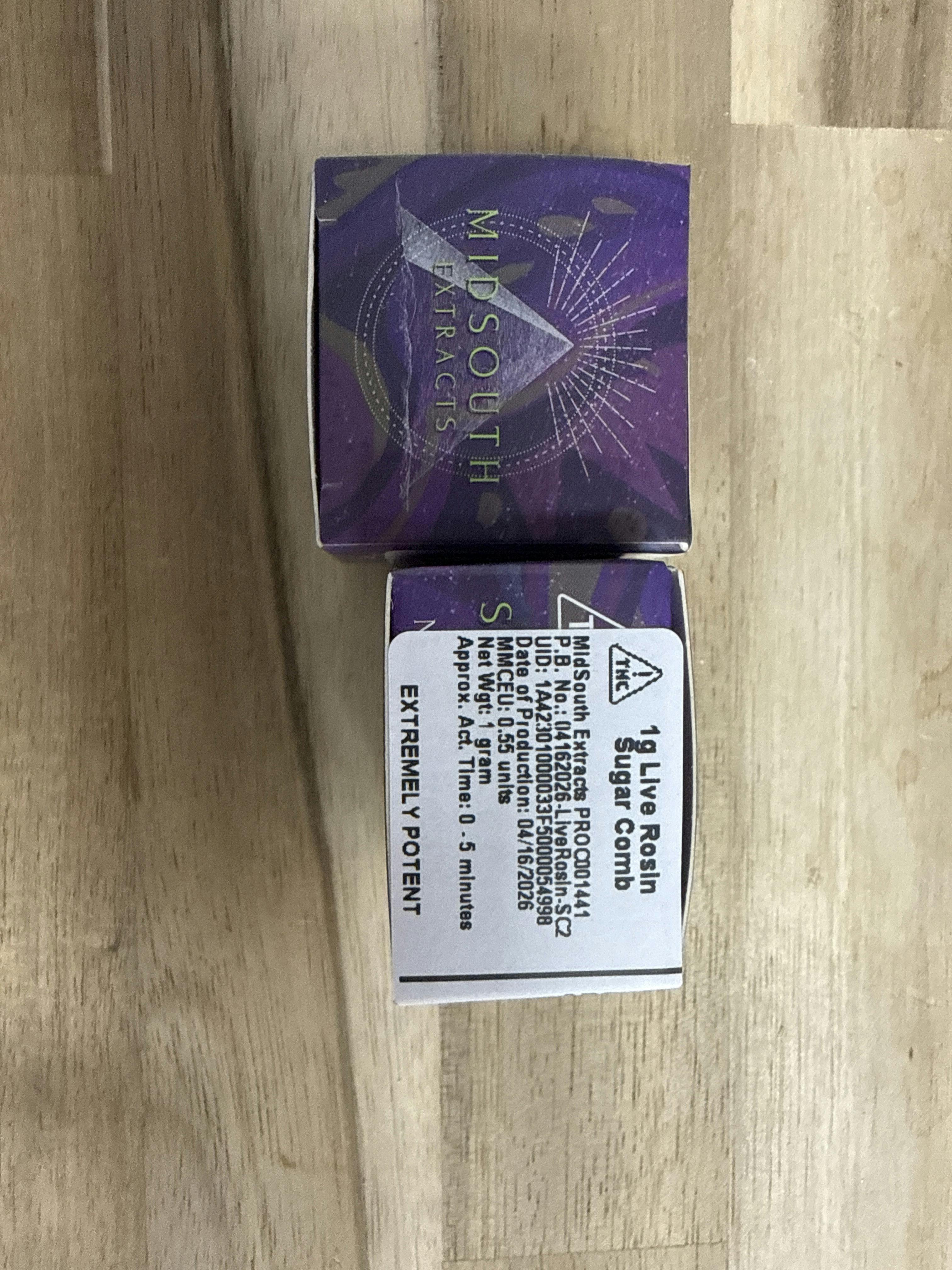 1g Live Rosin - Sugar Comb - 55.9% - Midsouth