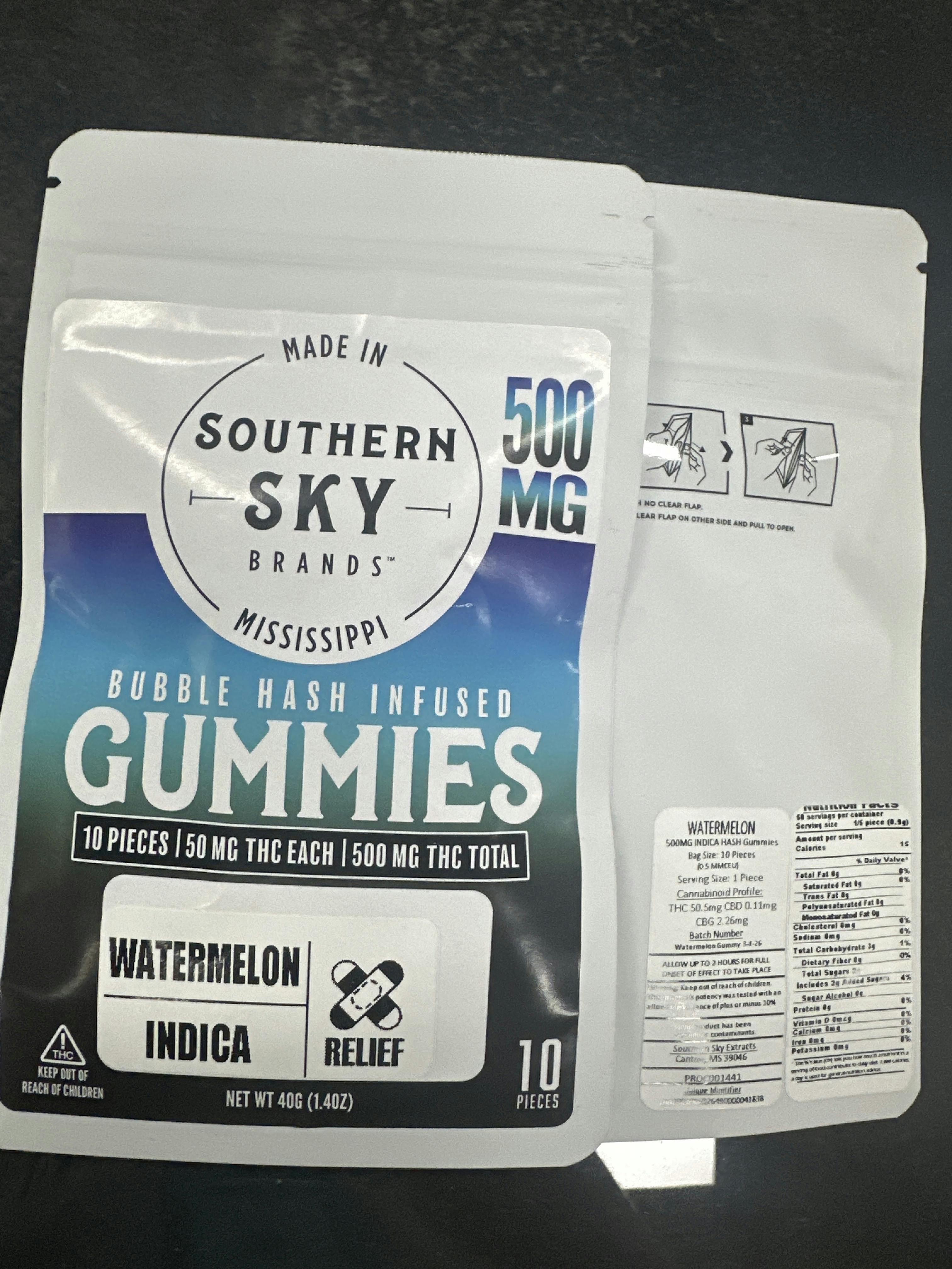 500mg Watermelon Indica Hash Gummy pack | Southern Sky