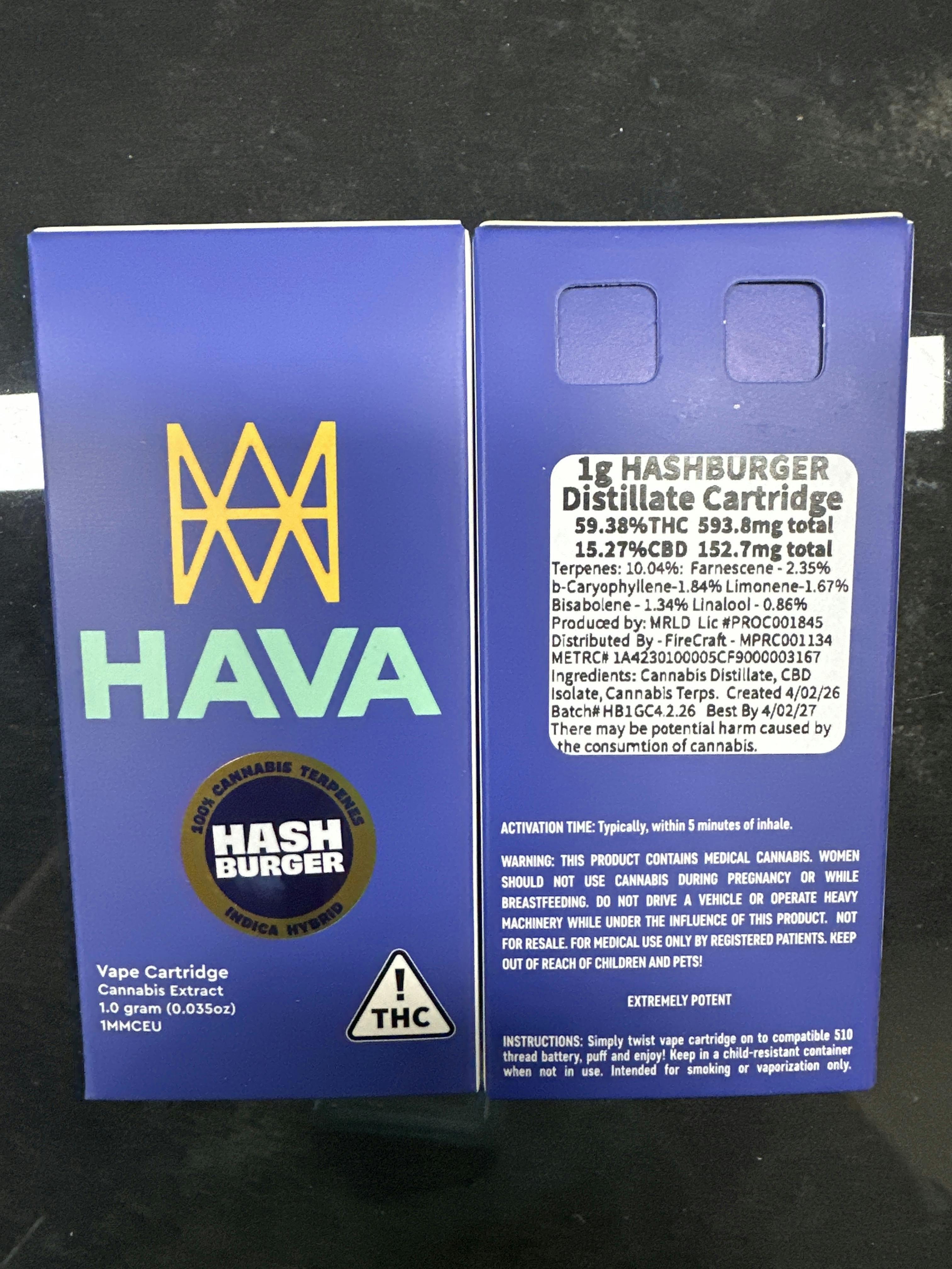 Hashburger | HAVA 1g Cart cannabis product