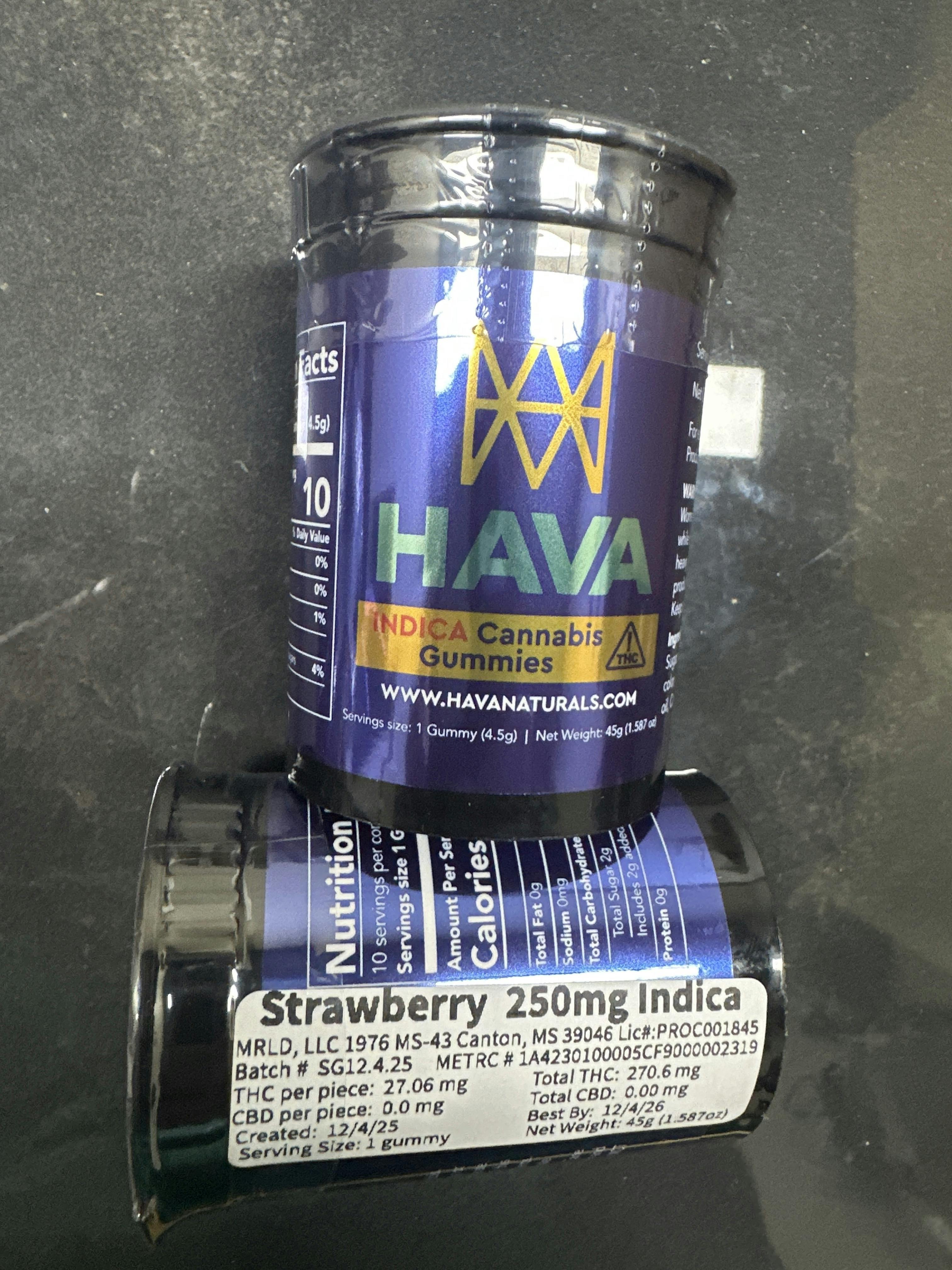 HAVA Strawberry Gummies 250mg THC