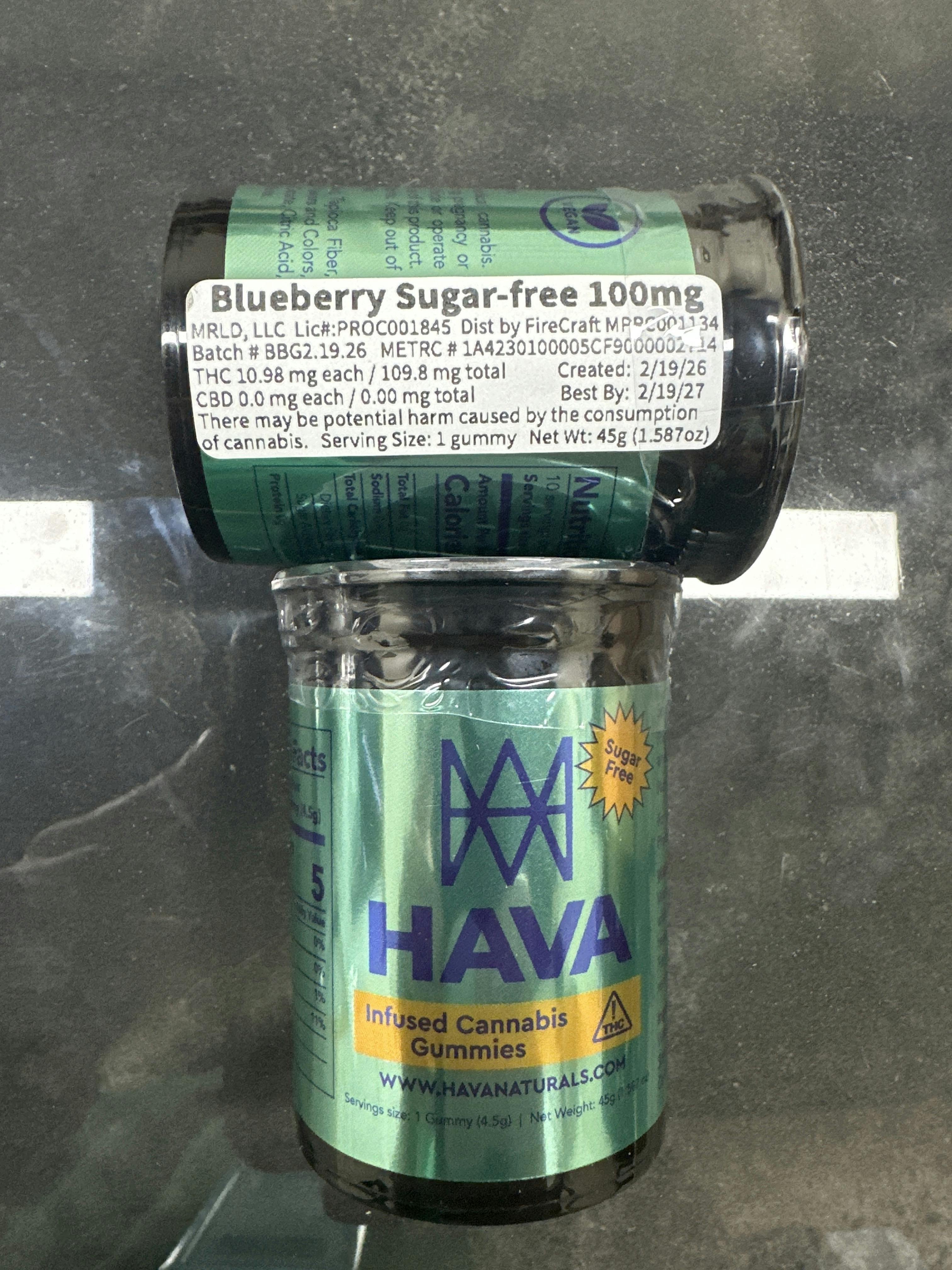 Blueberry SF Gummies 100mg THC | HAVA
