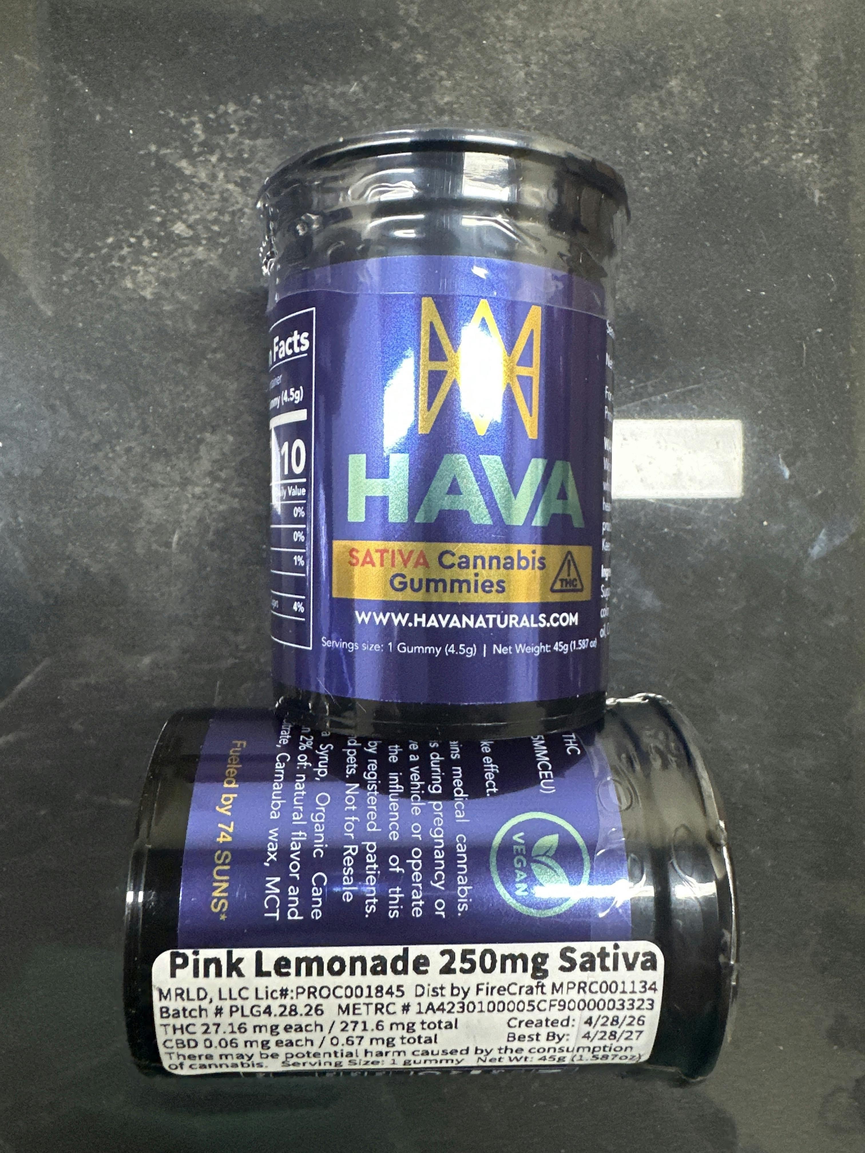 Pink Lemonade Gummies 250mg THC | HAVA