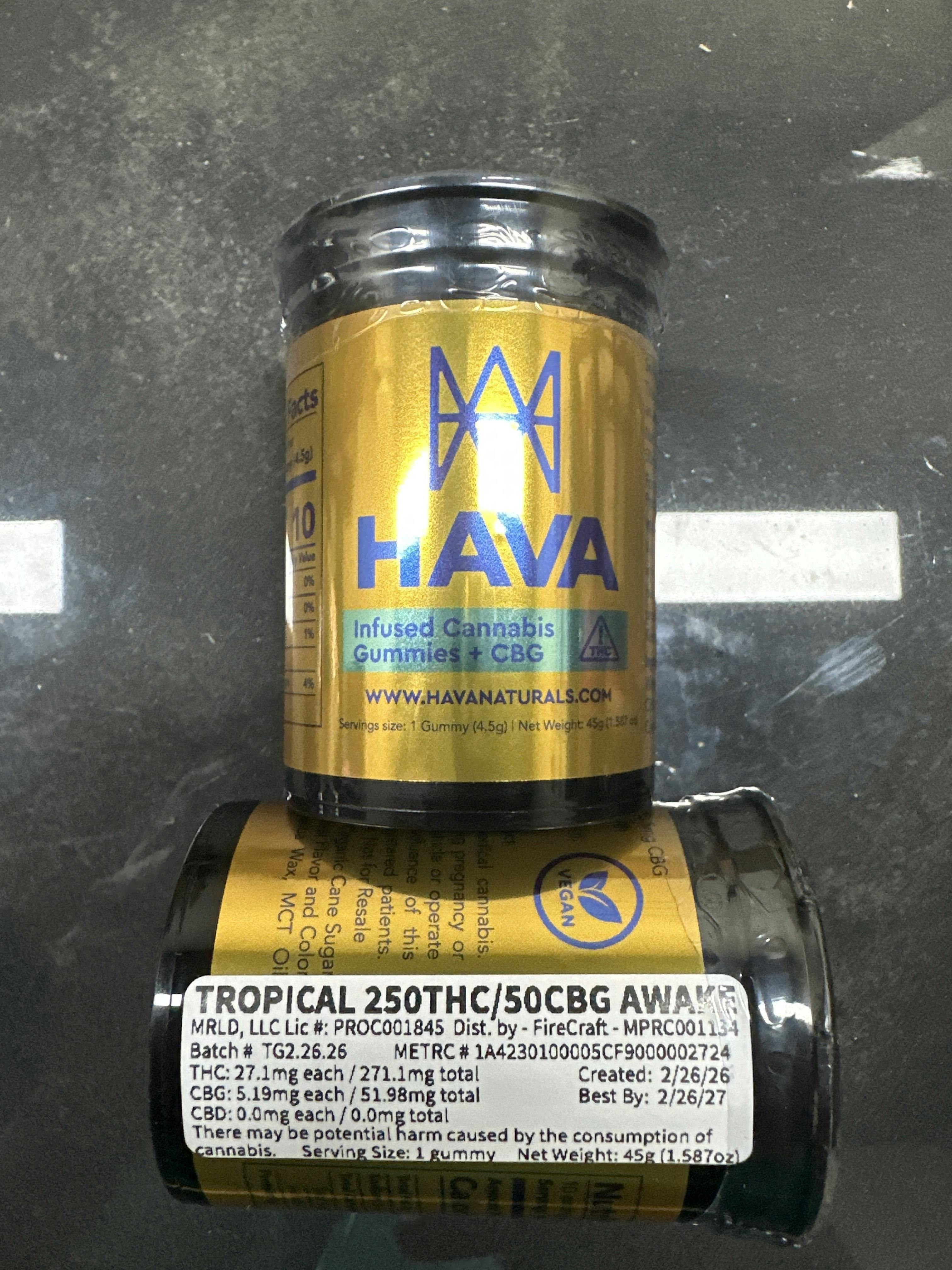 Tropical Awake Gummies 250THC/50CBG | HAVA