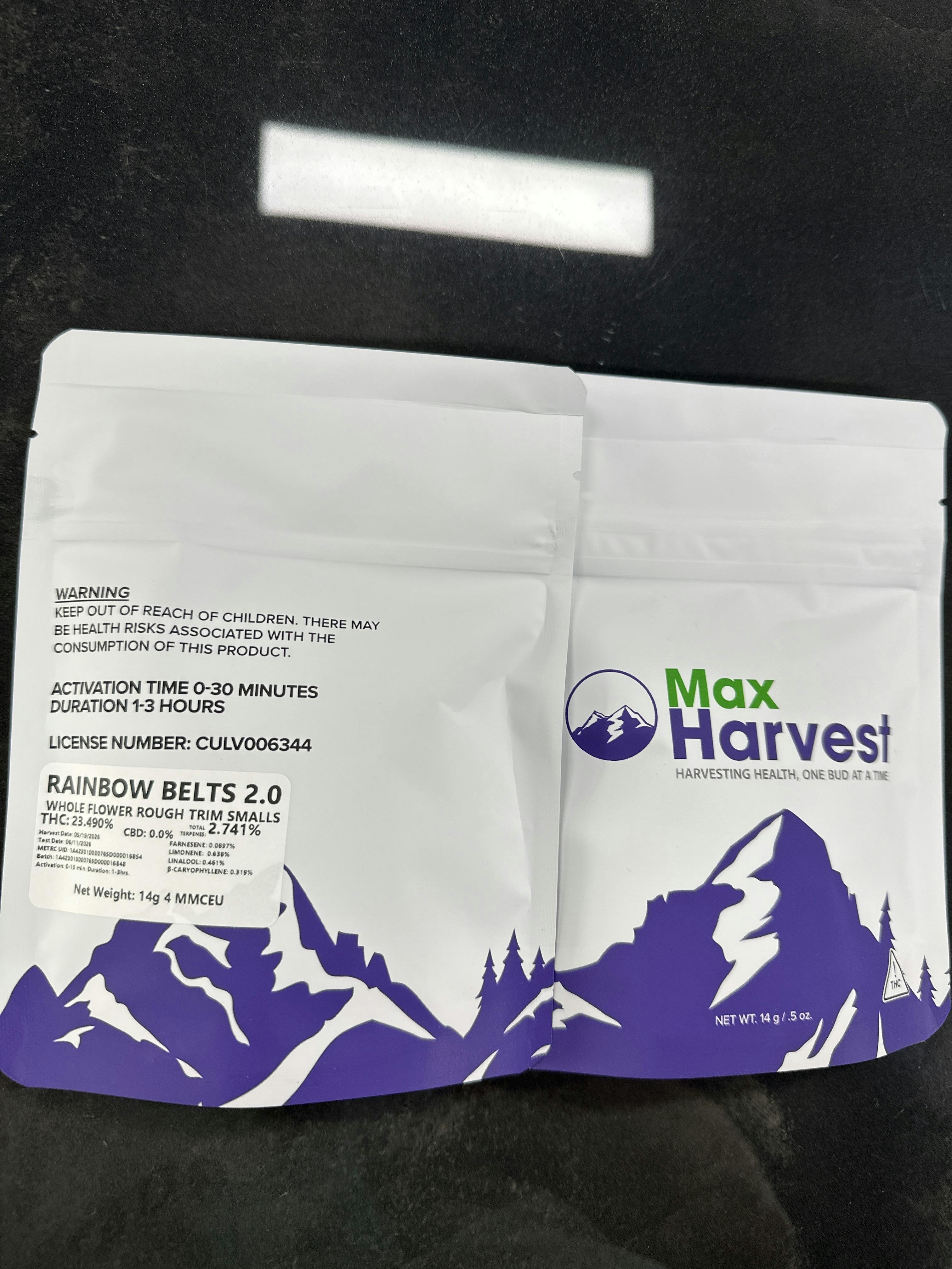 **FOURTEEN** Rainbow Belts 2.741% terp / 23.490% | 14g flower | Max Harvest