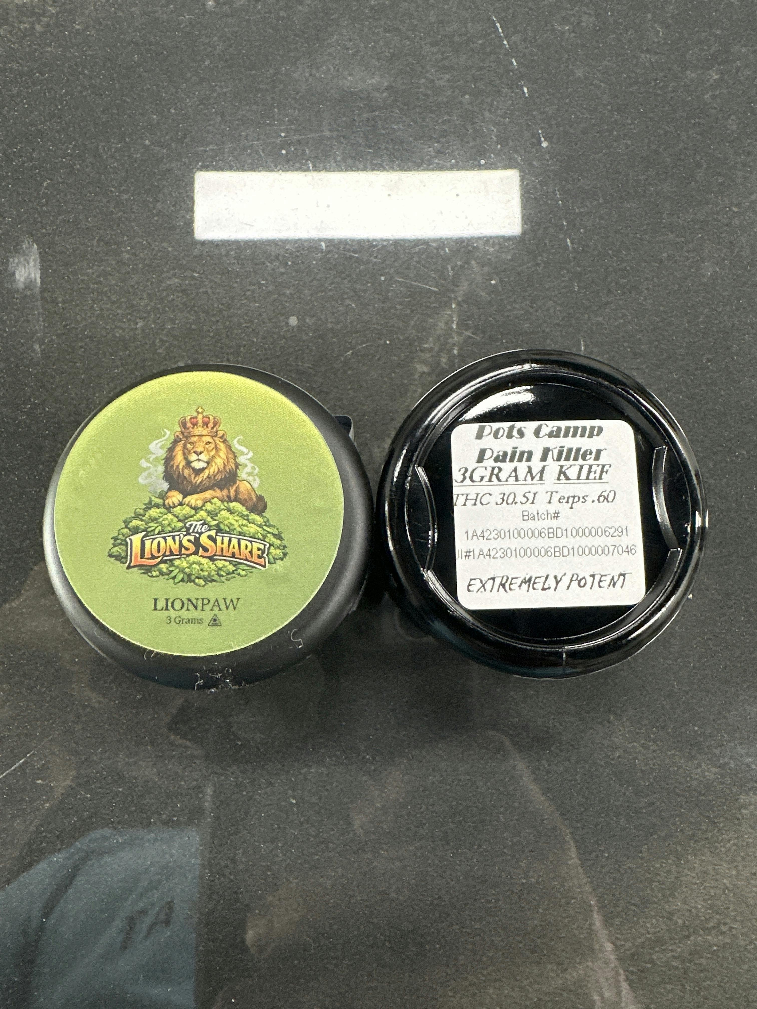 Pots Camp Pain Killer KIEF | 3g JAR | Lion's PAW