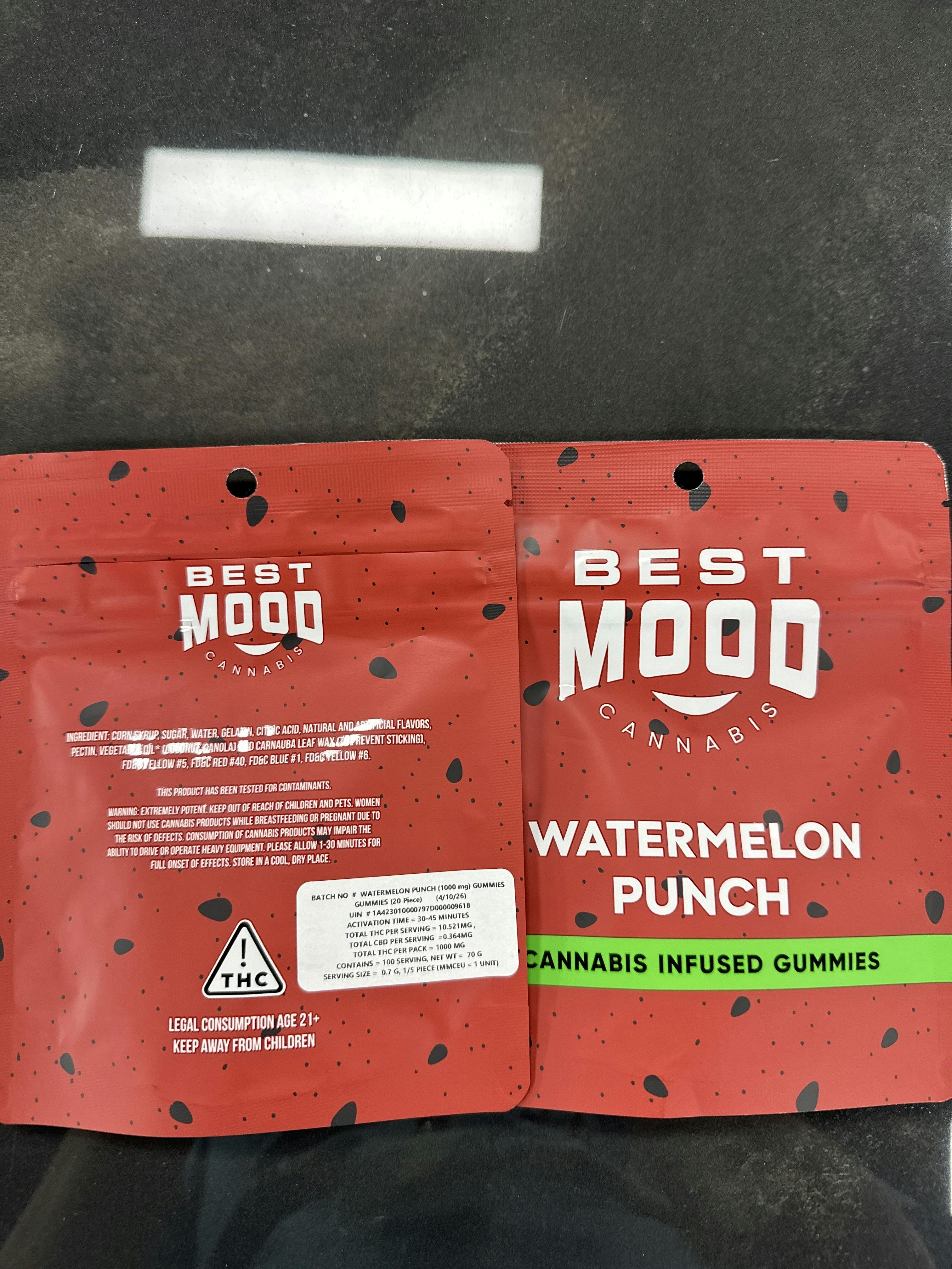 WATERMELON PUNCH Gummies | 1000mg 10pk | Best Mood