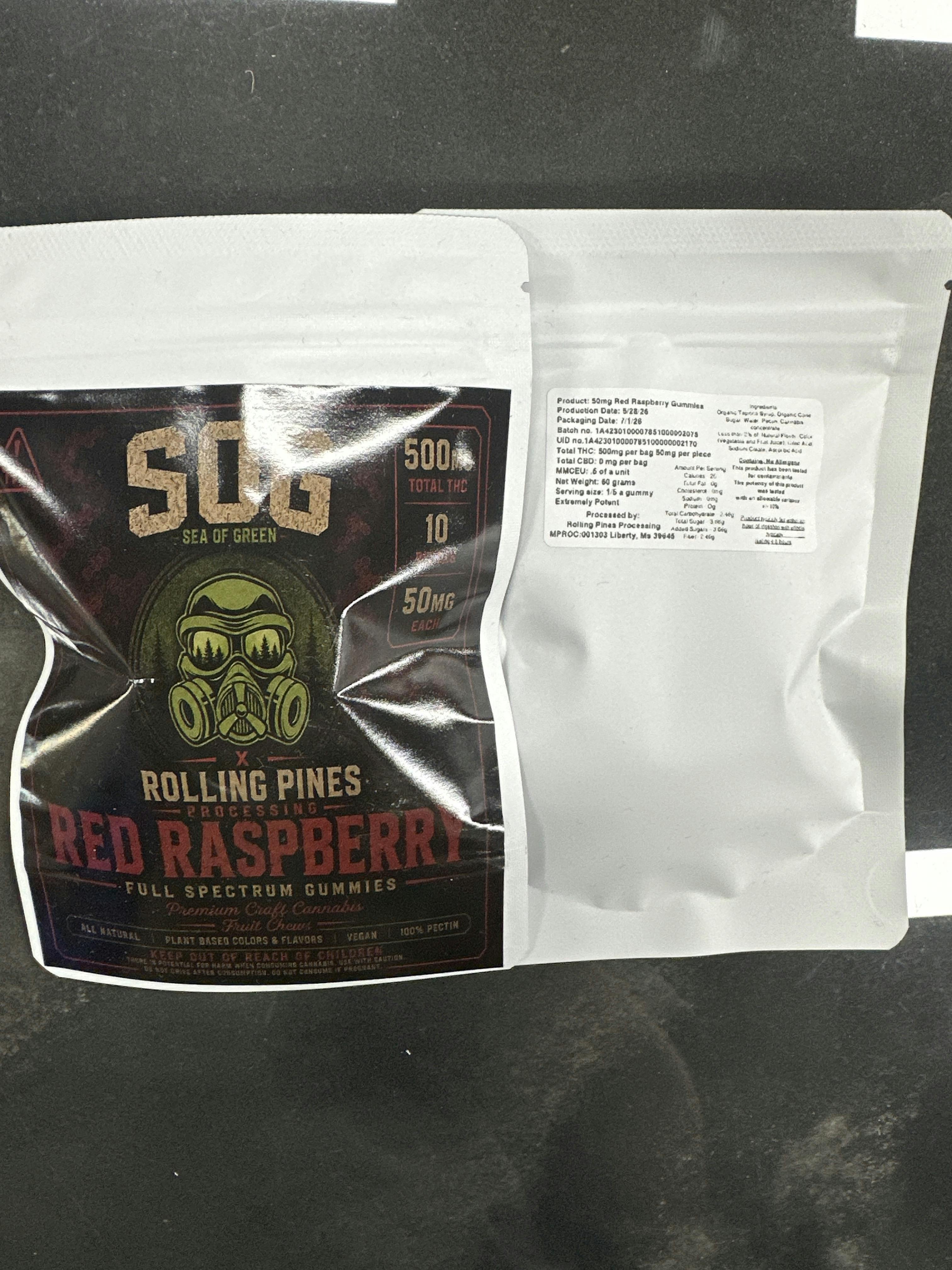 500mg Red Raspberry Full Spectrum Gummy | Rolling Pines