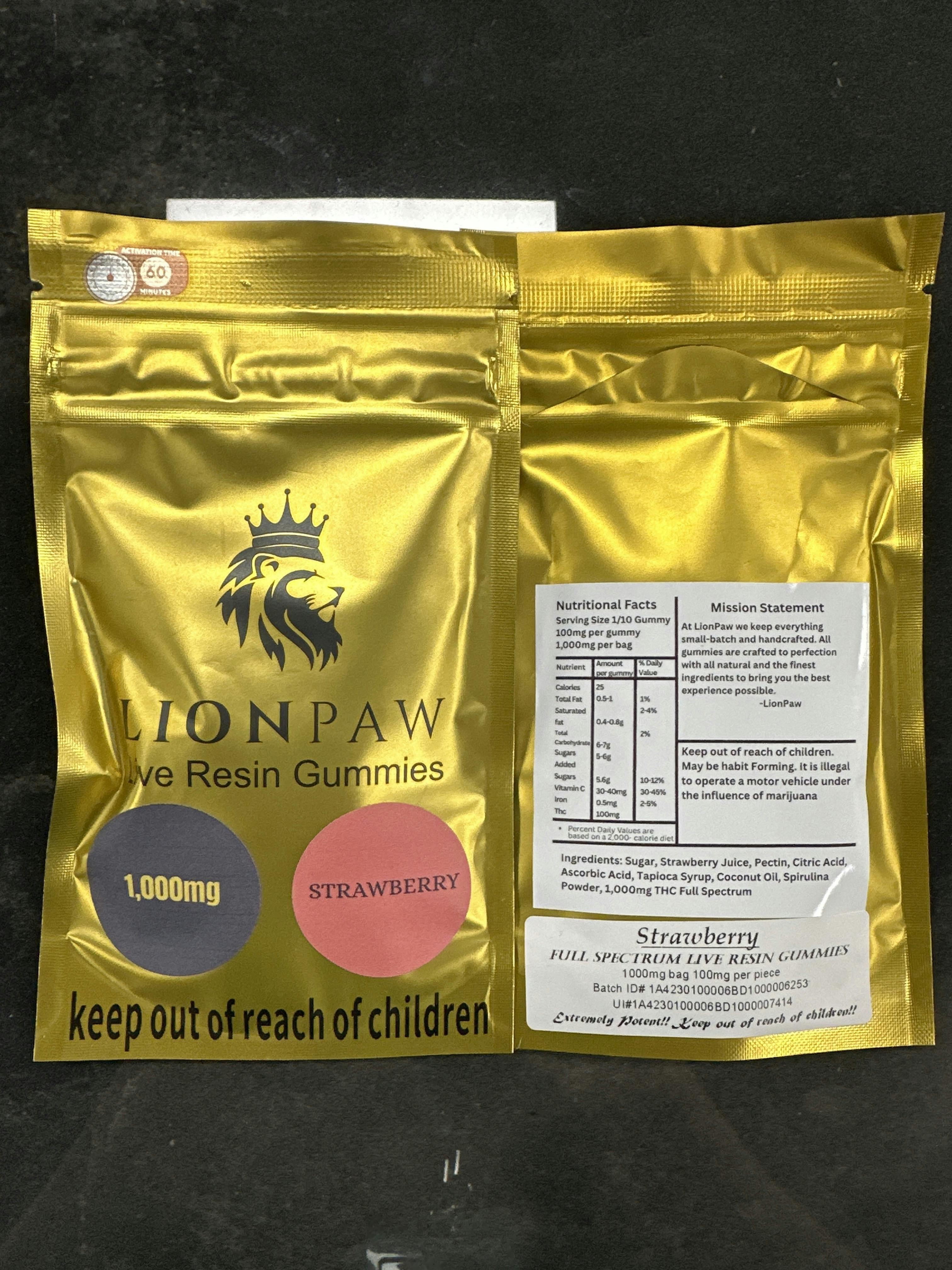 ONE THOUSAND MG | Strawberry 100mg per piece 1000MG | Lions PAw