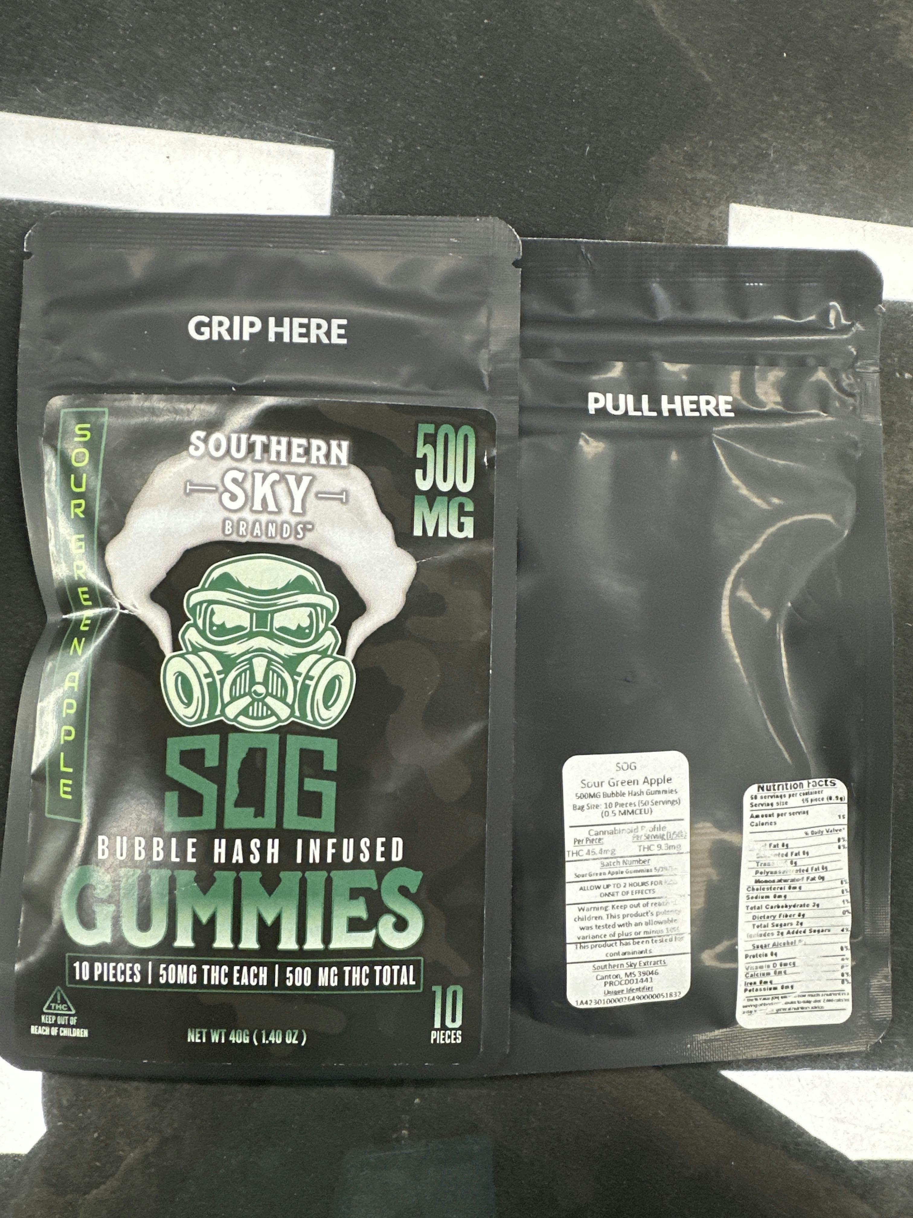 500mg | Sour Green Apple Hash Gummies | SOG