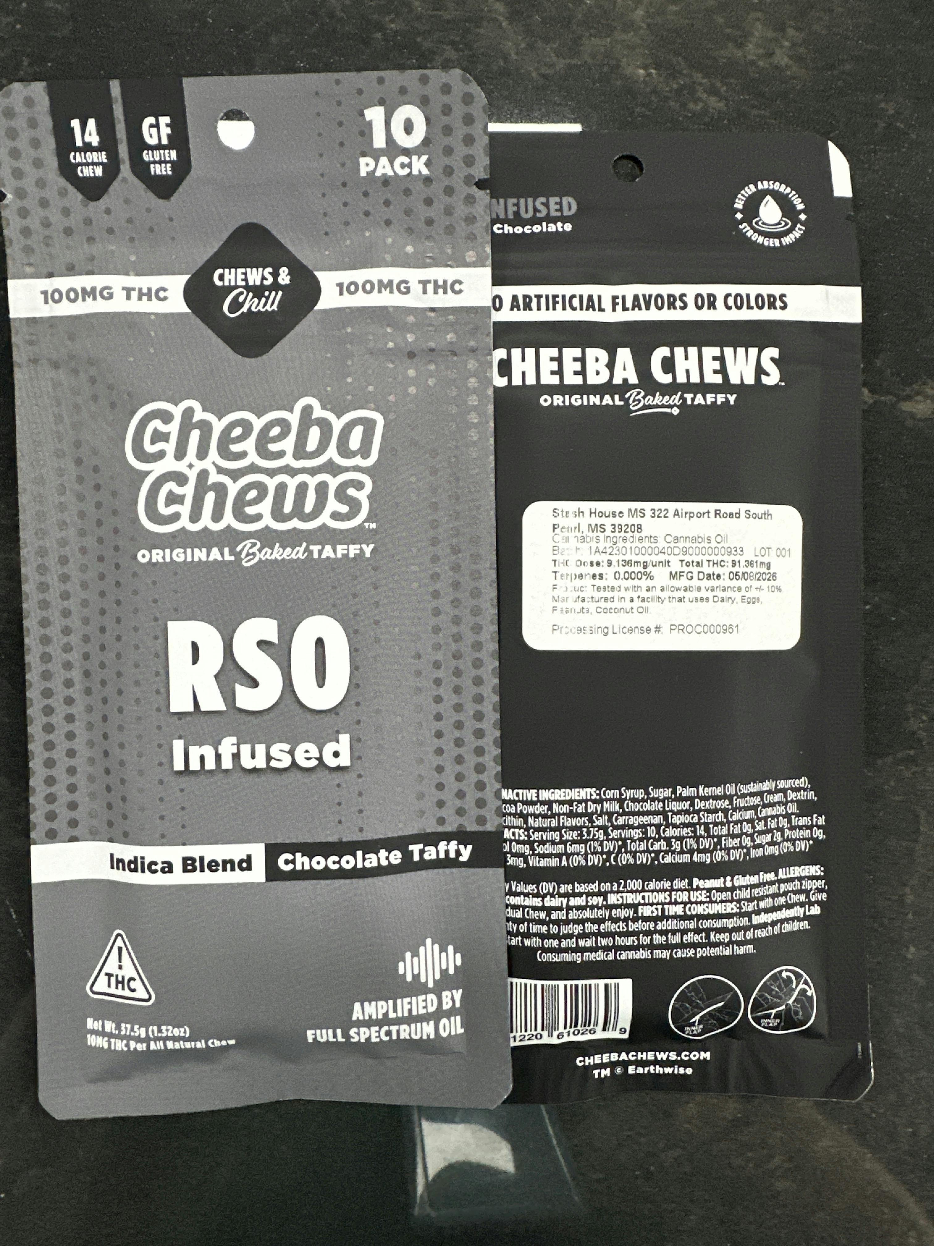 RSO Chocolate Taffy | Indica 100mg 10 Pack | Cheeba Chews