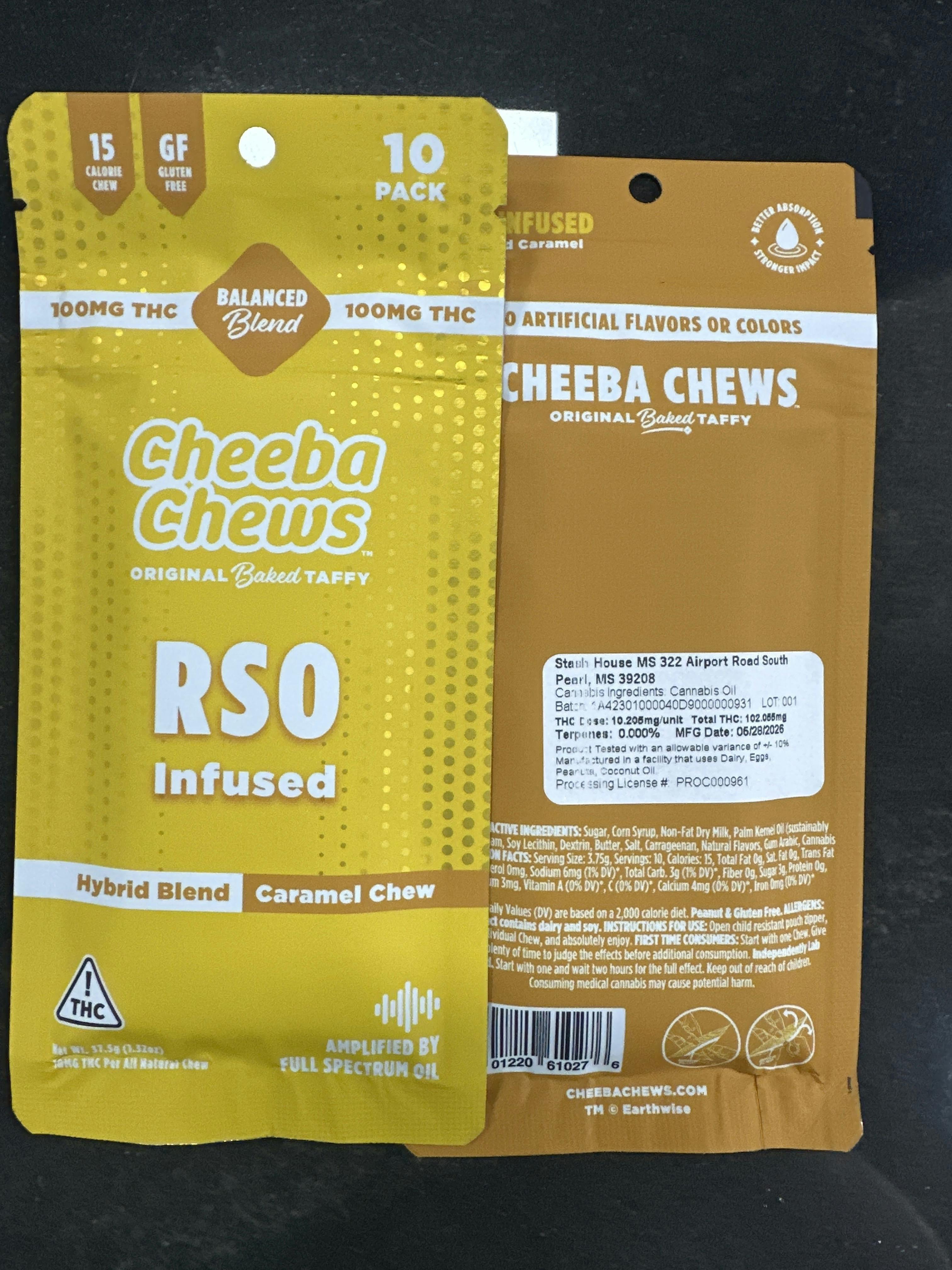 RSO Caramel Hybrid 100mg 10 Pack | Cheeba Chews