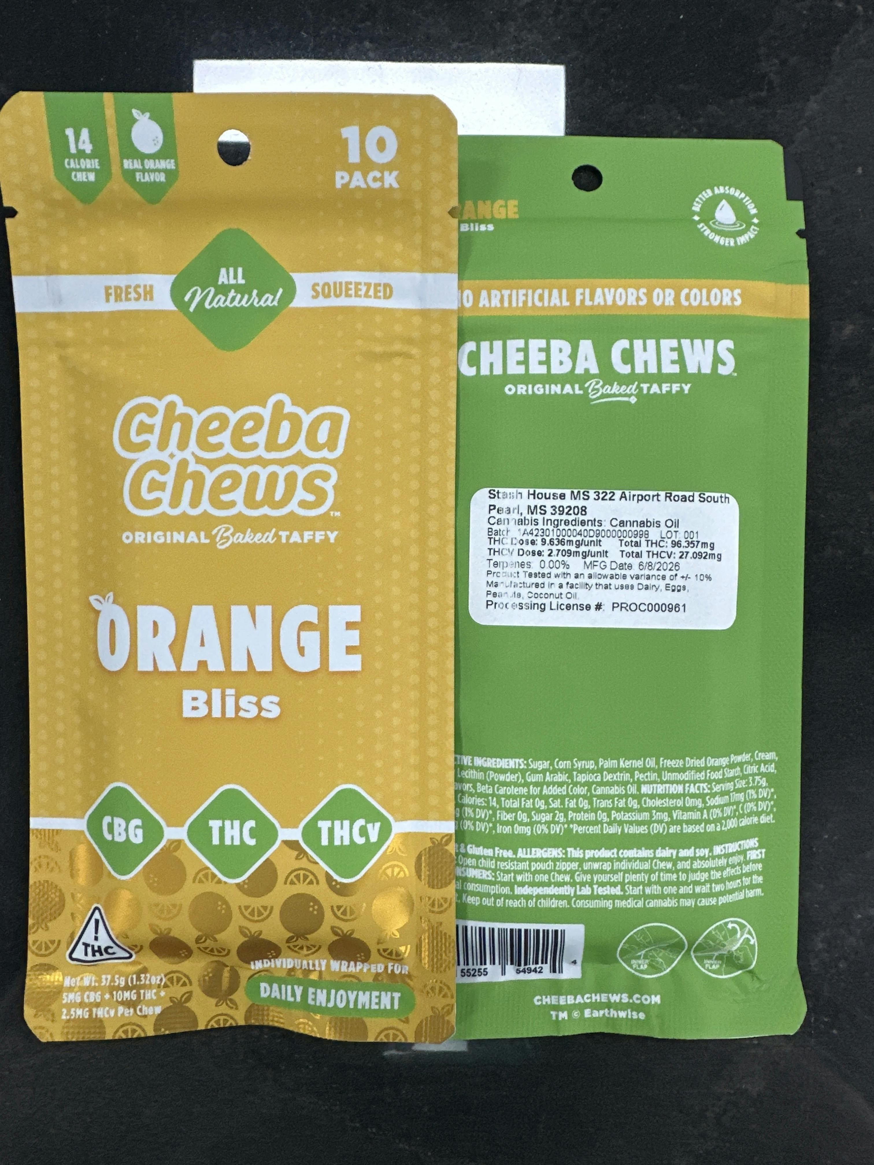Orange Bliss Taffy 4:4:1 | 100mg 10 Pack | Cheeba Chews