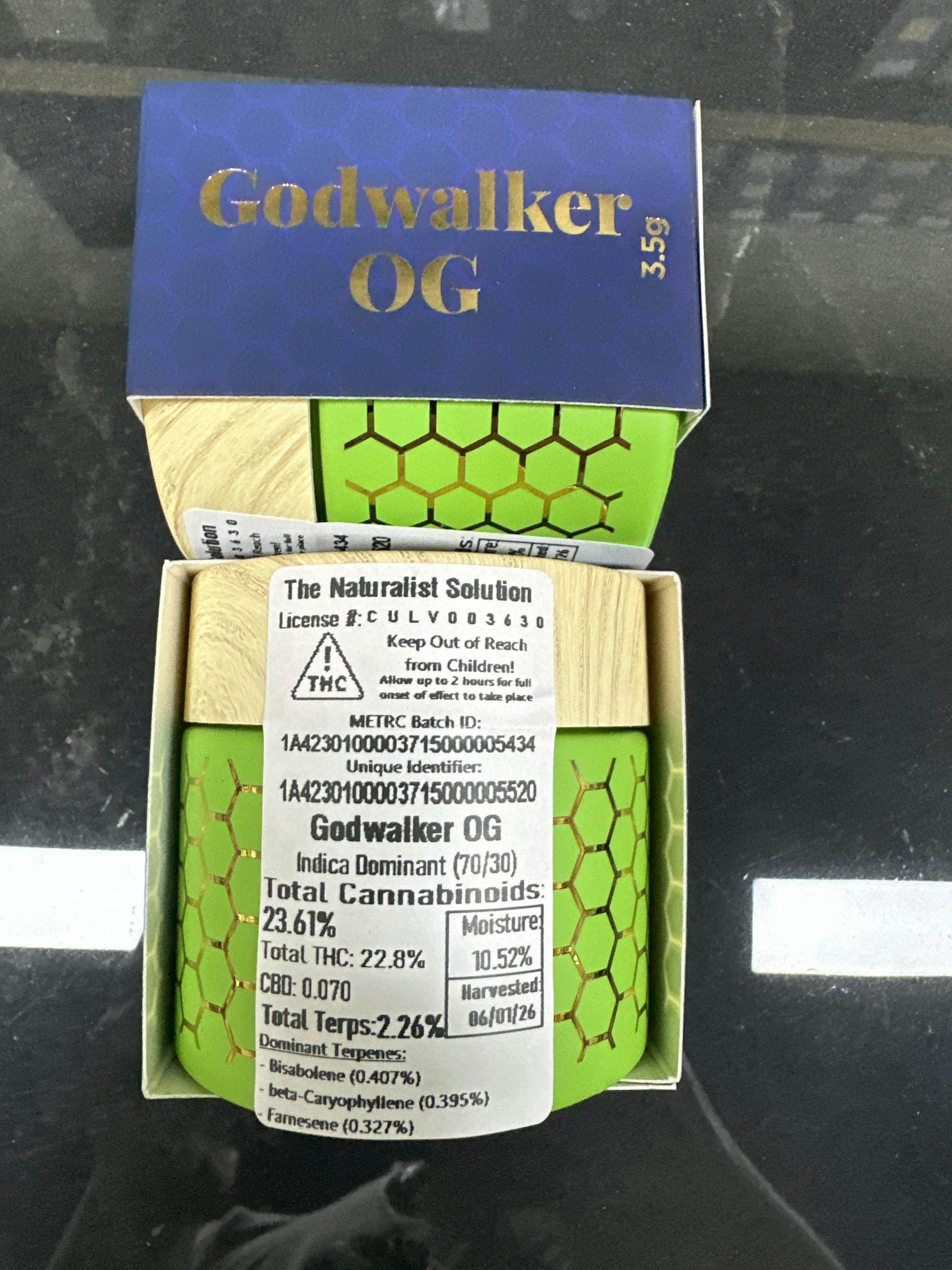 *EIGHTH* Godwalker | 3.5g | 22.8% | 2.26% Terps | Naturalist Solution