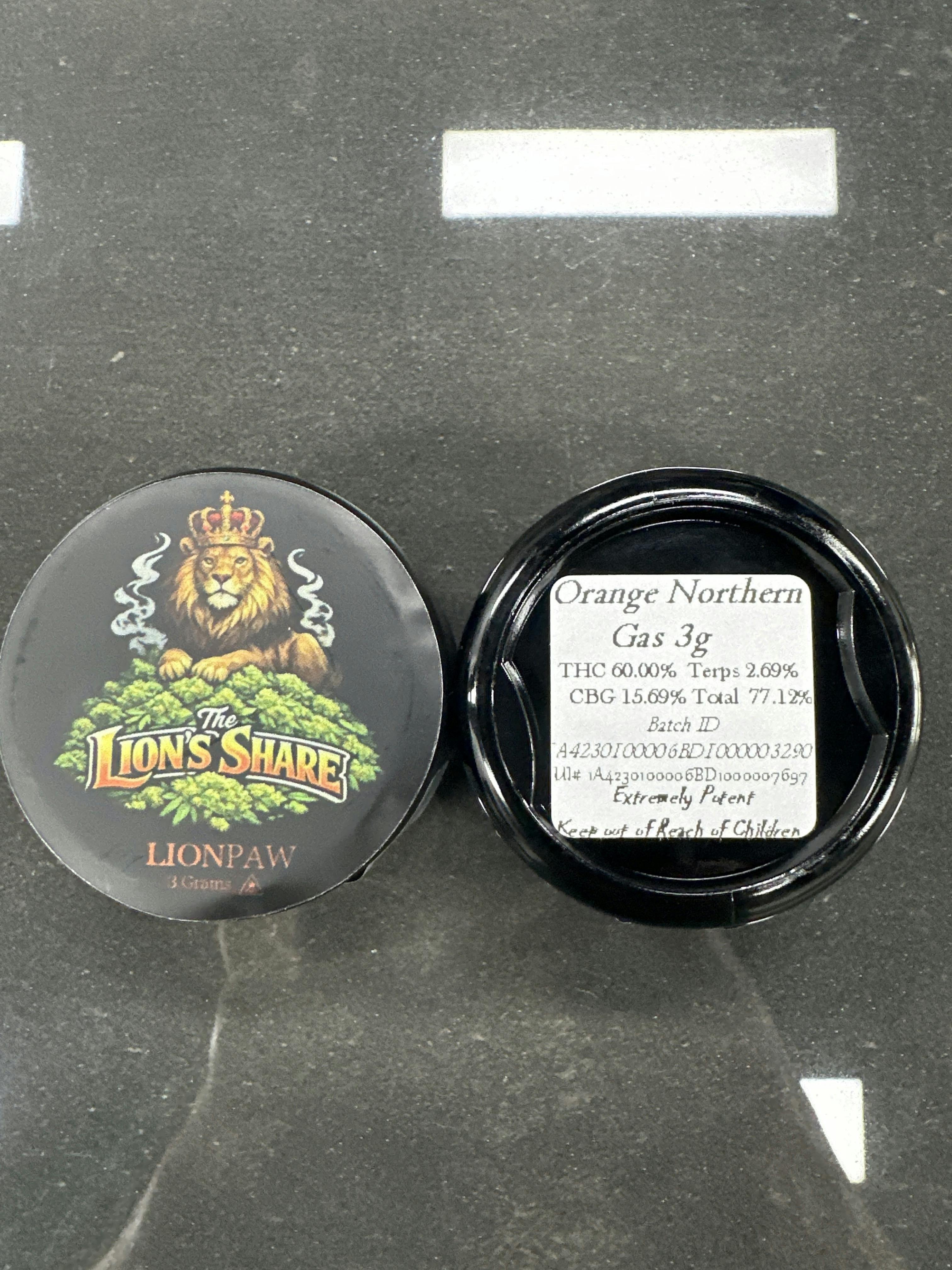 Lion's Share Orange Northern Gas WAX | 3g | Lions Paw