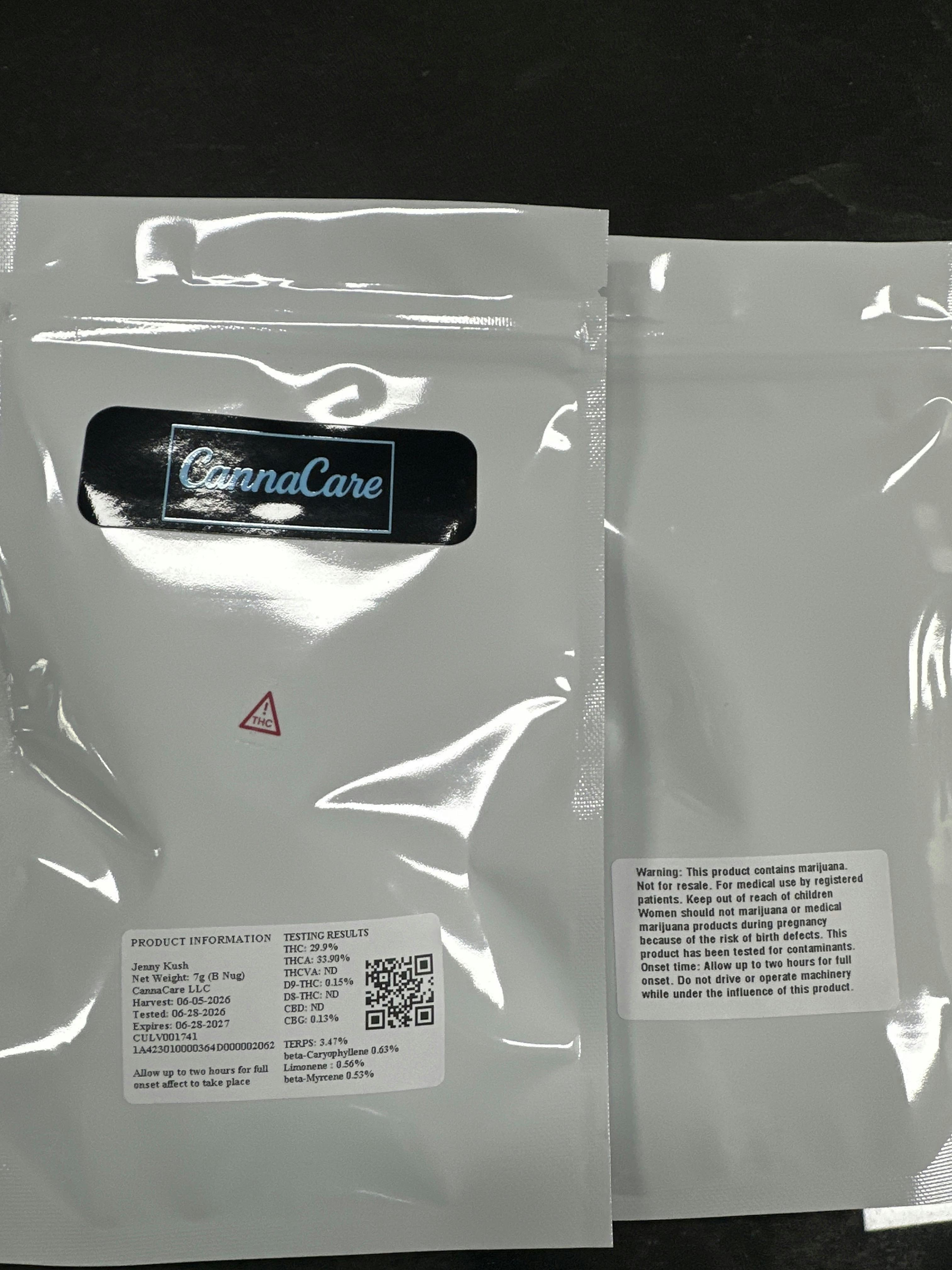 Jenny Kush 29.9% / 3.47% | 7g Flower | Canna CARE