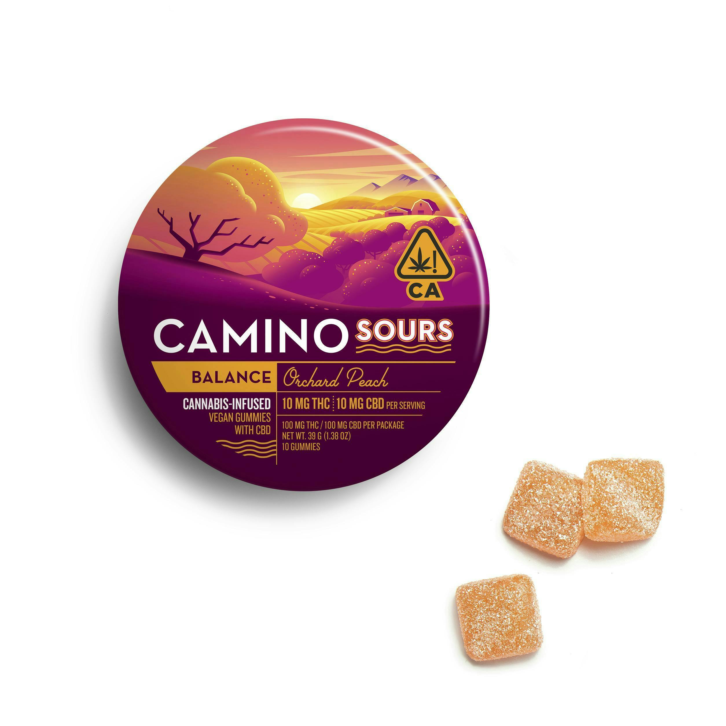 Camino Sours - Orchard Peach 'Balance' - Gummies - 100mg THC + 100mg CBD — Everyday - Orchard Peach