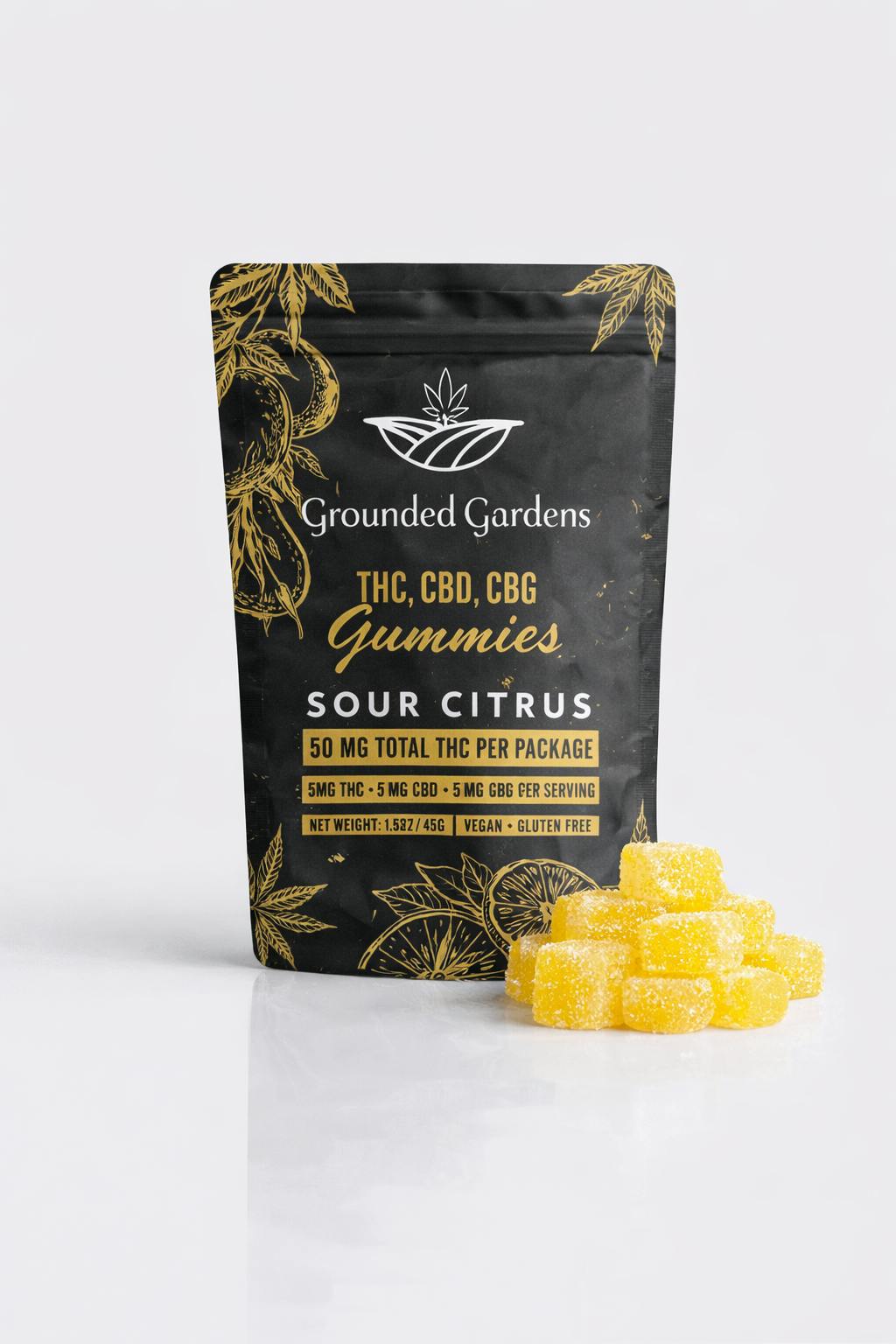 Gummies I 1-1-1 Sour Citrus I 50mg I Grounded Gardens I 10pc at Grounded Gardens
