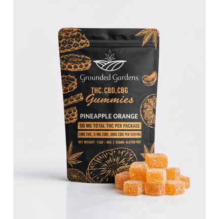 Gummies I 1-1-1 Pineapple Orange I 50mg I Grounded Gardens I 10pc at Grounded Gardens