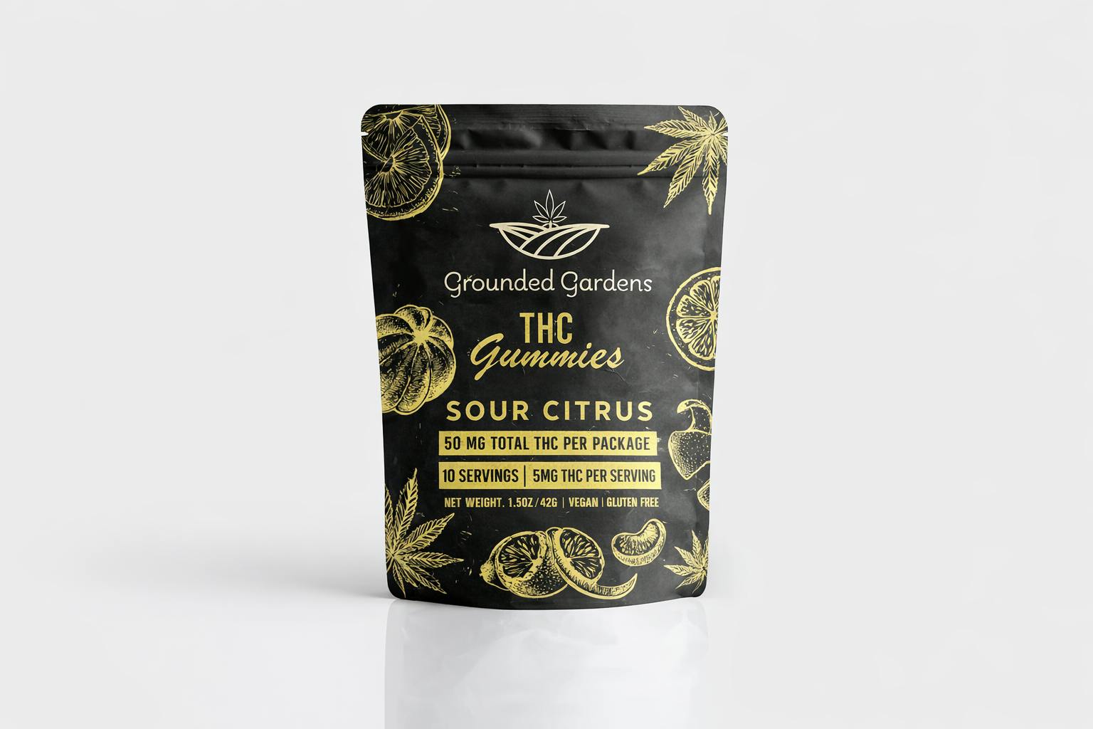 Gummies I Sour Citrus I 50 mg I Grounded Gardens I 10pc at Grounded Gardens