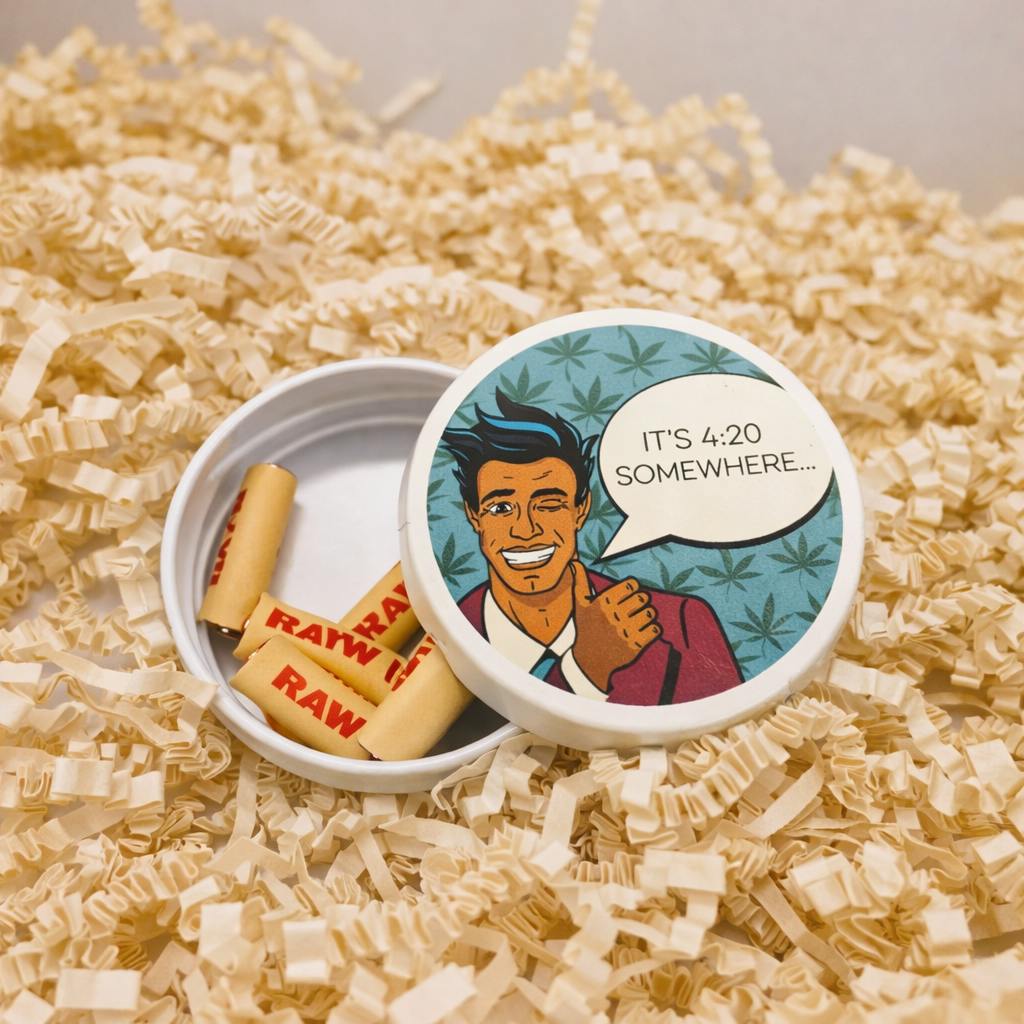 Small Round "420 Somewhere" Stash Tin I Storage I Grounded Gardens I 1 ct at Grounded Gardens