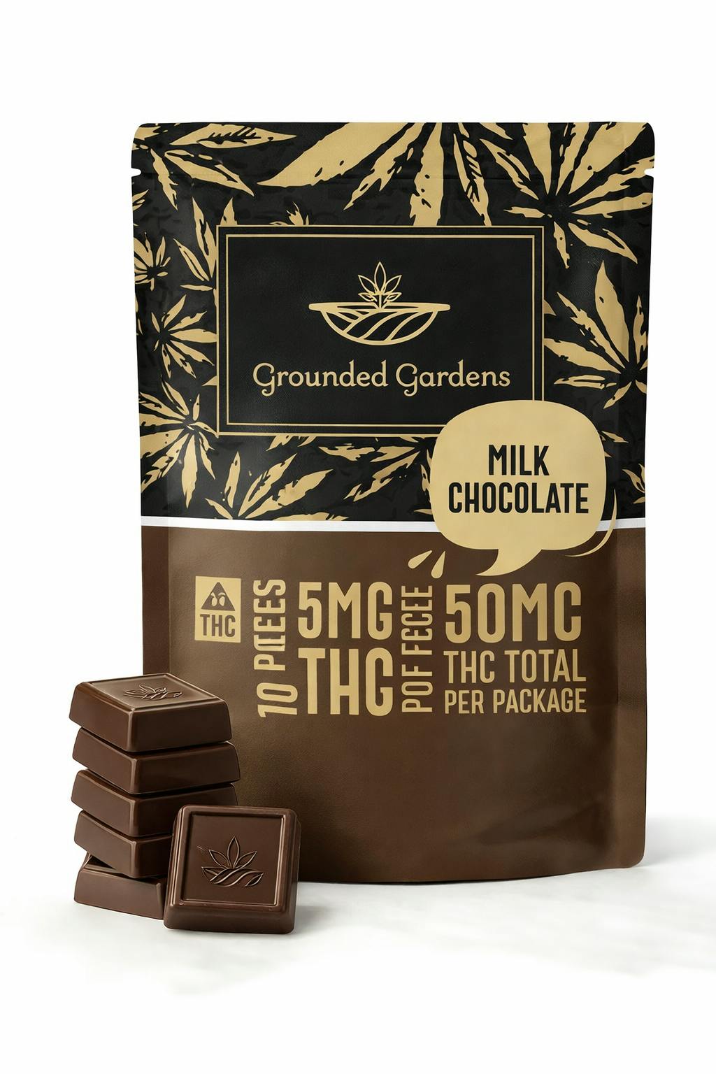 Milk Chocolate Bar 50mg I 10pc I Grounded Gardens I 1ct at Grounded Gardens