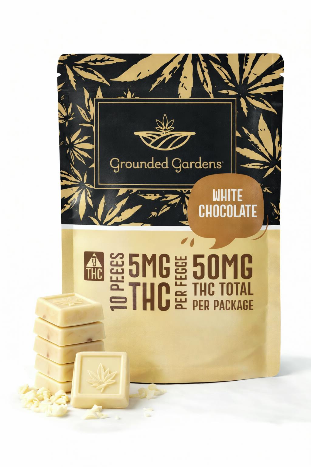 White Chocolate Bar 50mg I 10pc I Grounded Gardens I 1ct at Grounded Gardens