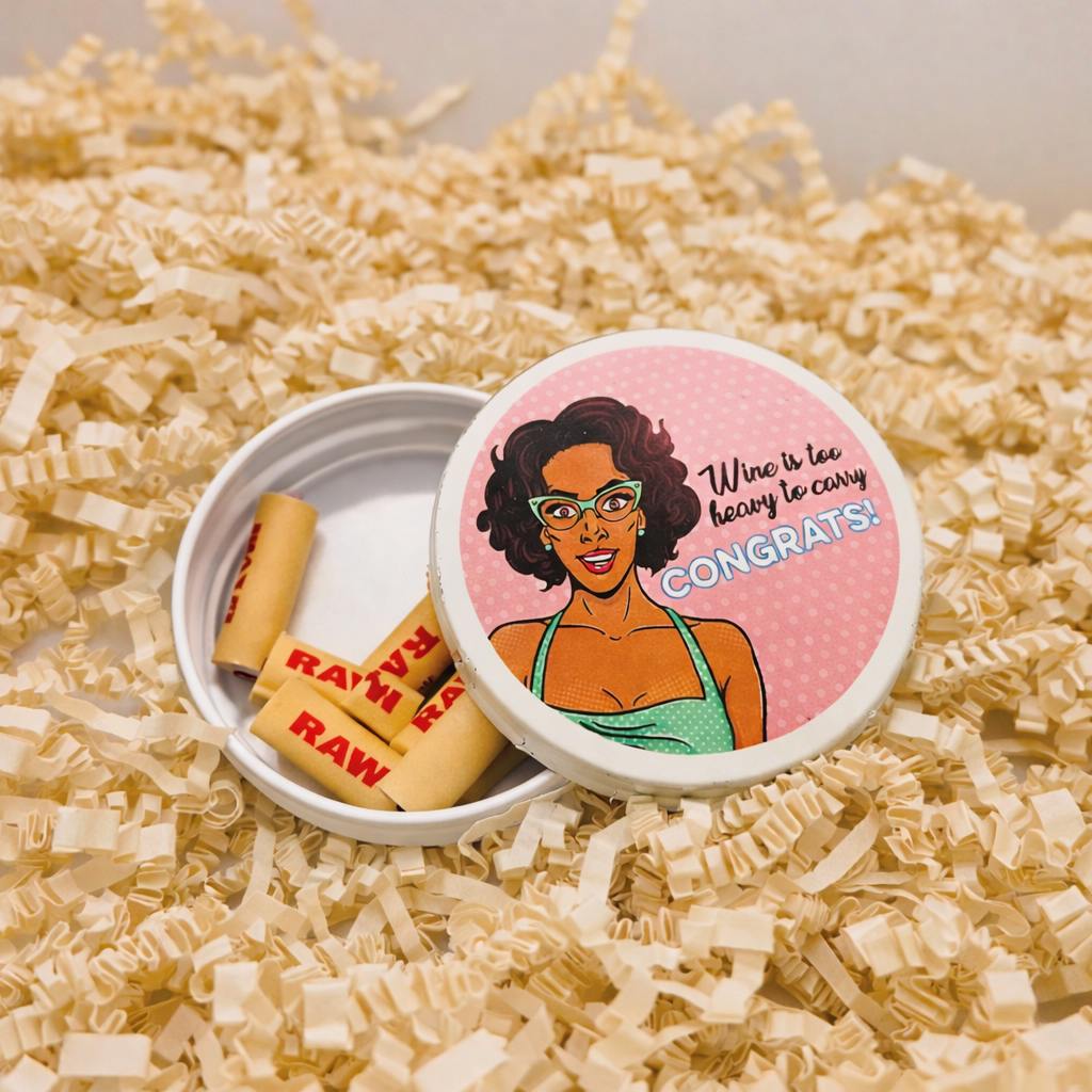 Small Round "Congrats!" Stash Tin I Storage I Grounded Gardens I 1 ct at Grounded Gardens