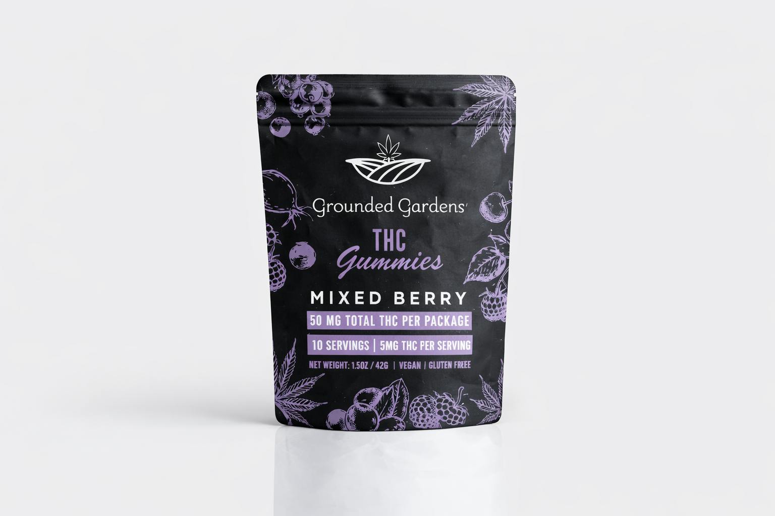 Gummies I Mixed Berry I 50mg I Grounded Gardens I 10pc at Grounded Gardens