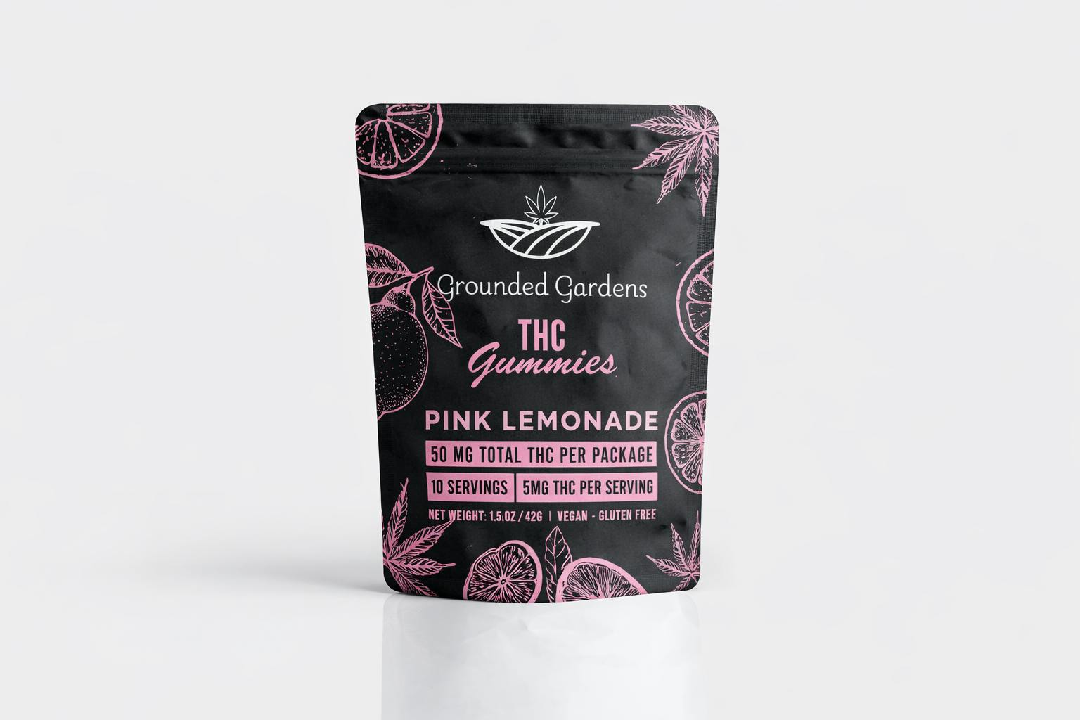 Gummies I Pink Lemonade I 50mg I Grounded Gardens I 10pc at Grounded Gardens