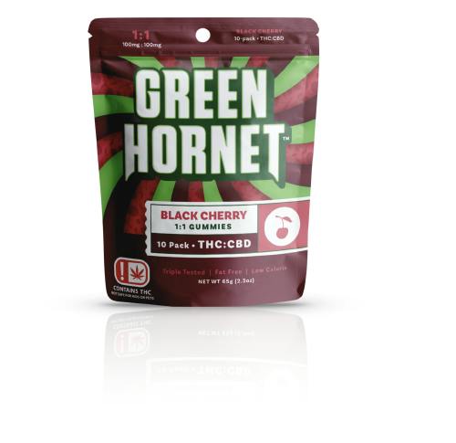 Green Hornet - 1:1 (THC:CBD) Gummies - Black Cherry - 100mg:100mg