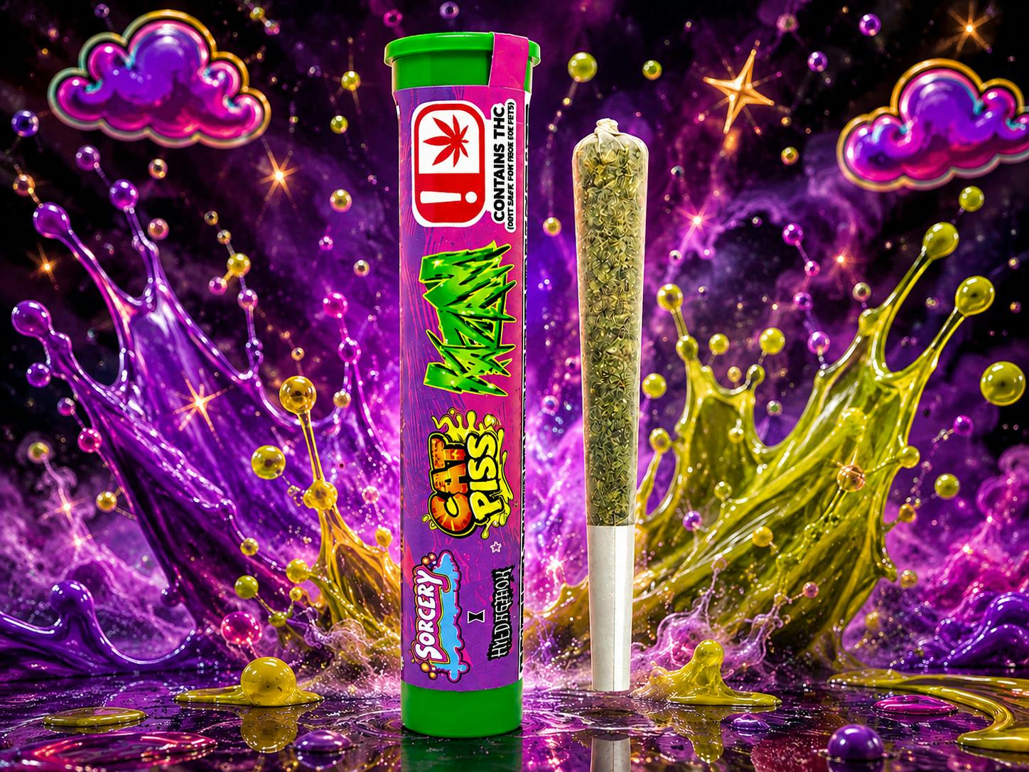 Sorcery Solventless - Cat Piss - Kazam 1g Bubble Hash Preroll