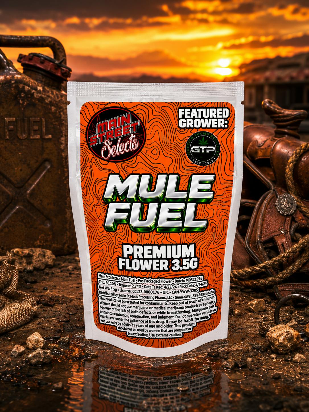 Green Thumb Pharms - Mule Fuel - 30.10% THC, 2.84% TERPS - 3.5g Prepackaged - HYBRID
