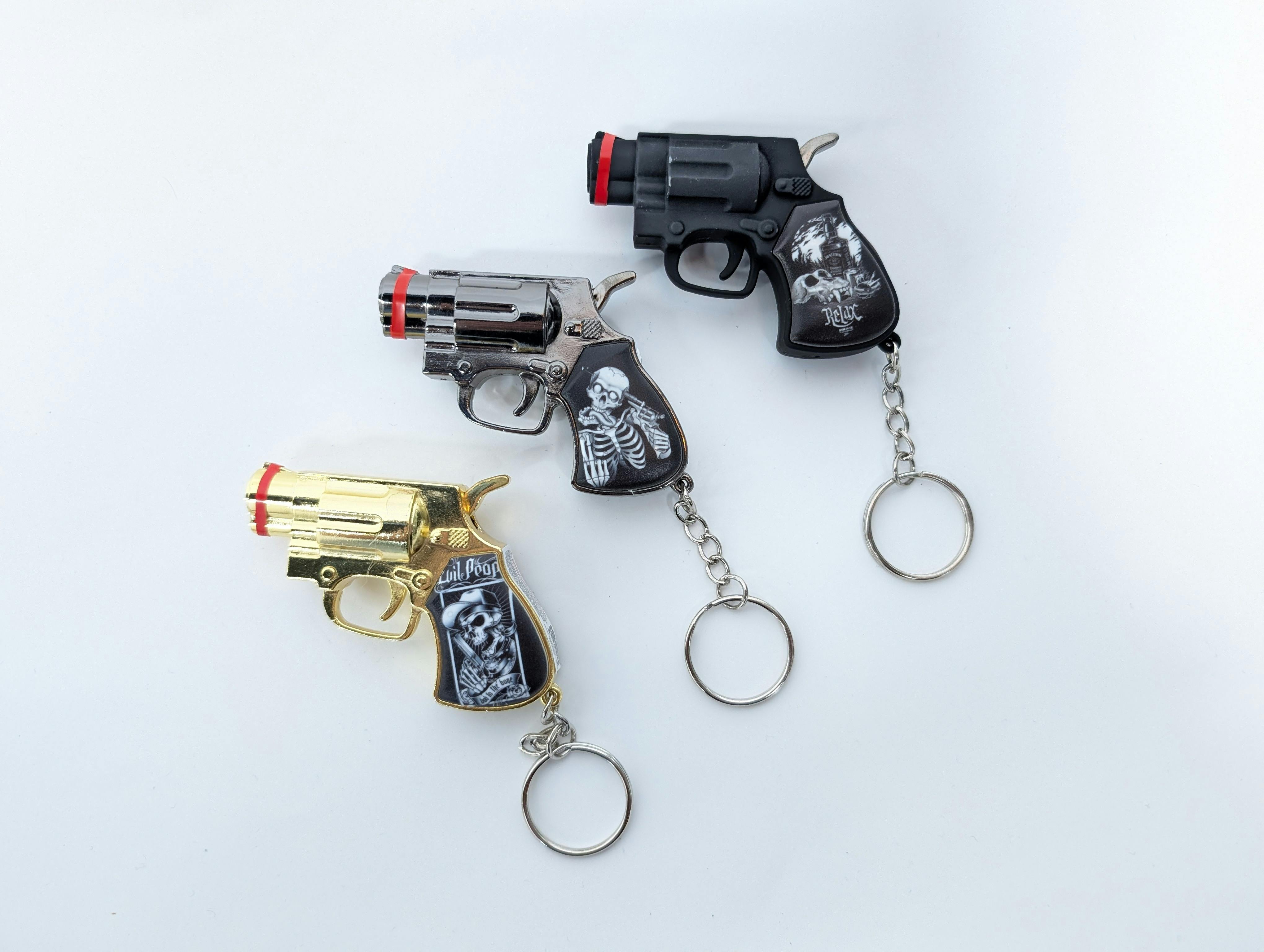 Mini revolver torch keychain gun