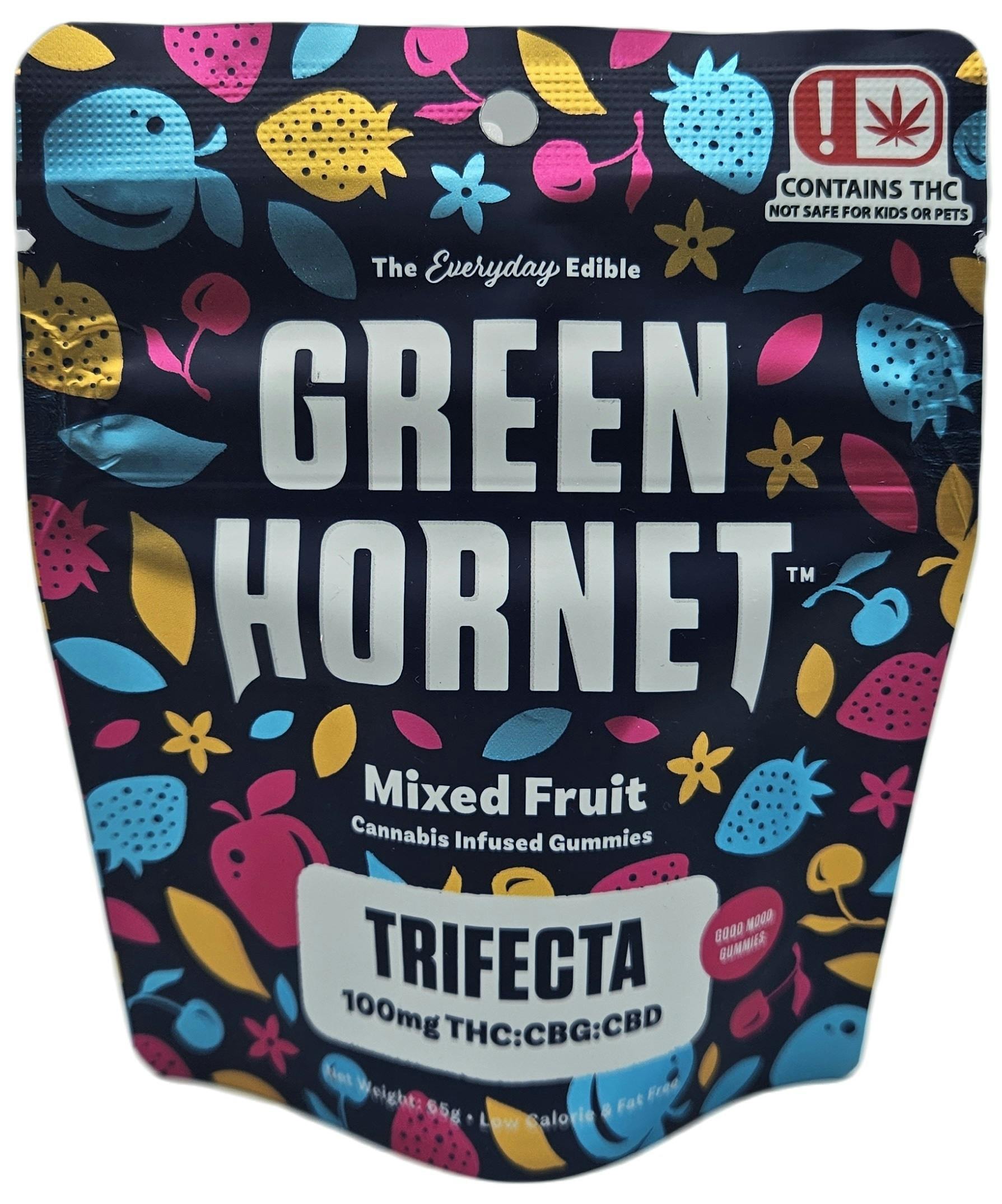 Green Hornet | Trifecta Gummies | Mixed Fruit | 1:1:1 THC:CBD:CBG | 100mg
